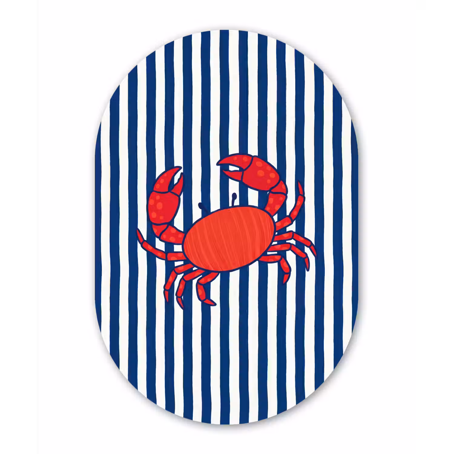 Krab - Strepen - Zeeleven - Illustratie - Rood Wandcirkel Ovaal Aluminium middel -3d