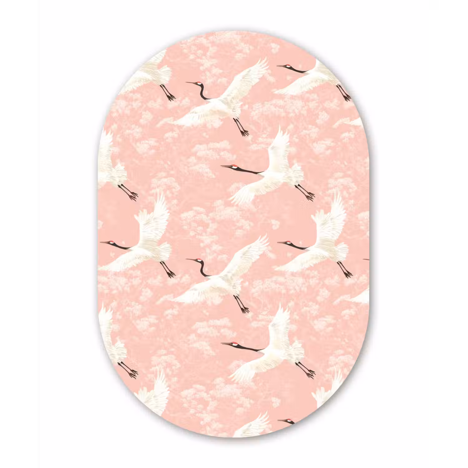 Kraanvogels - Bloesem - Roze Wandcirkel Ovaal Aluminium middel 839 -3d