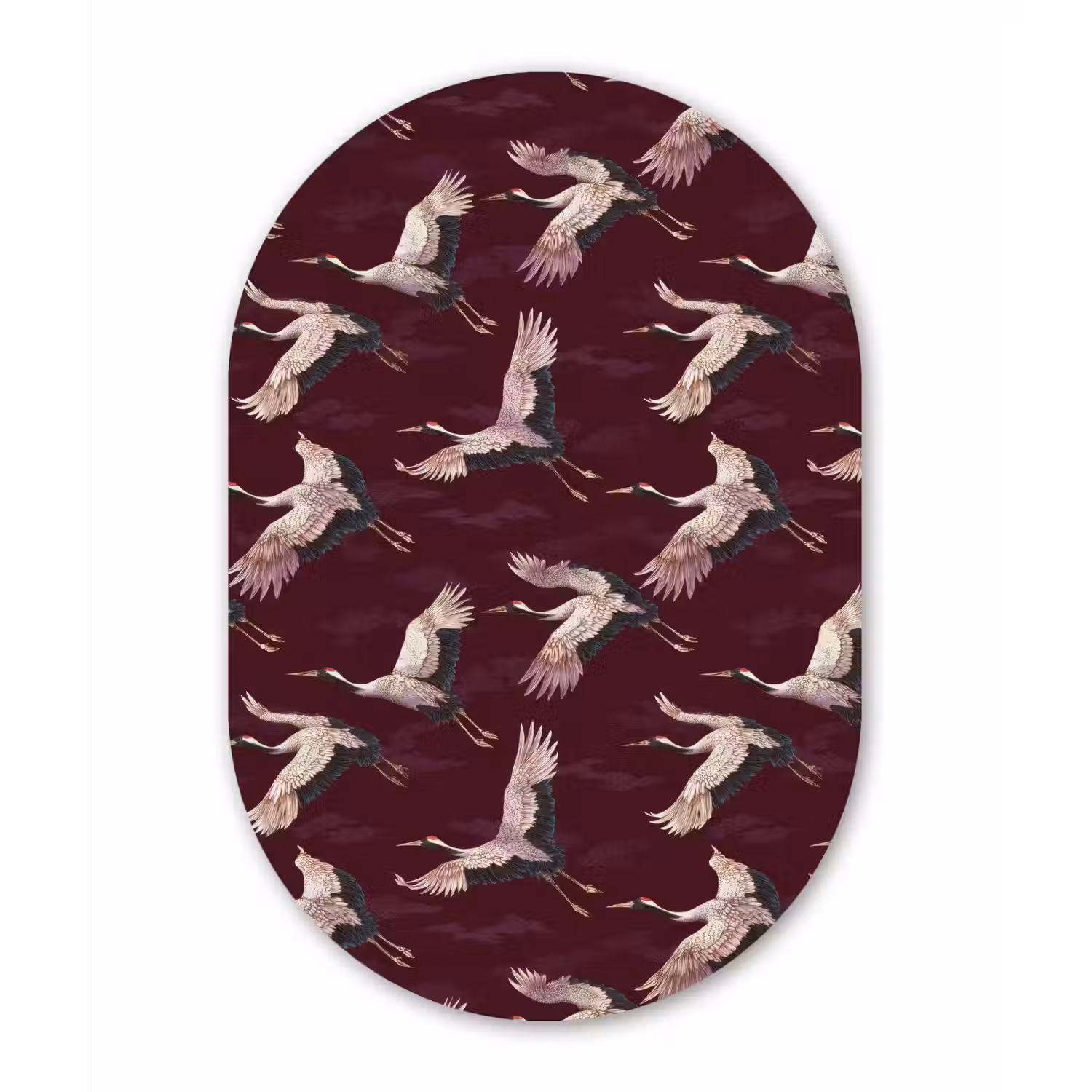 Kraanvogels - Klassiek - Bordeaux Wandcirkel Ovaal Aluminium middel 839 -3d