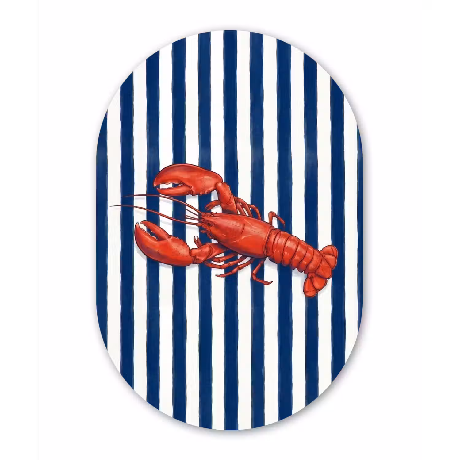 Schaaldier - Kreeft - Marine - Illustratie - Rood Wandcirkel Ovaal Aluminium middel -3d