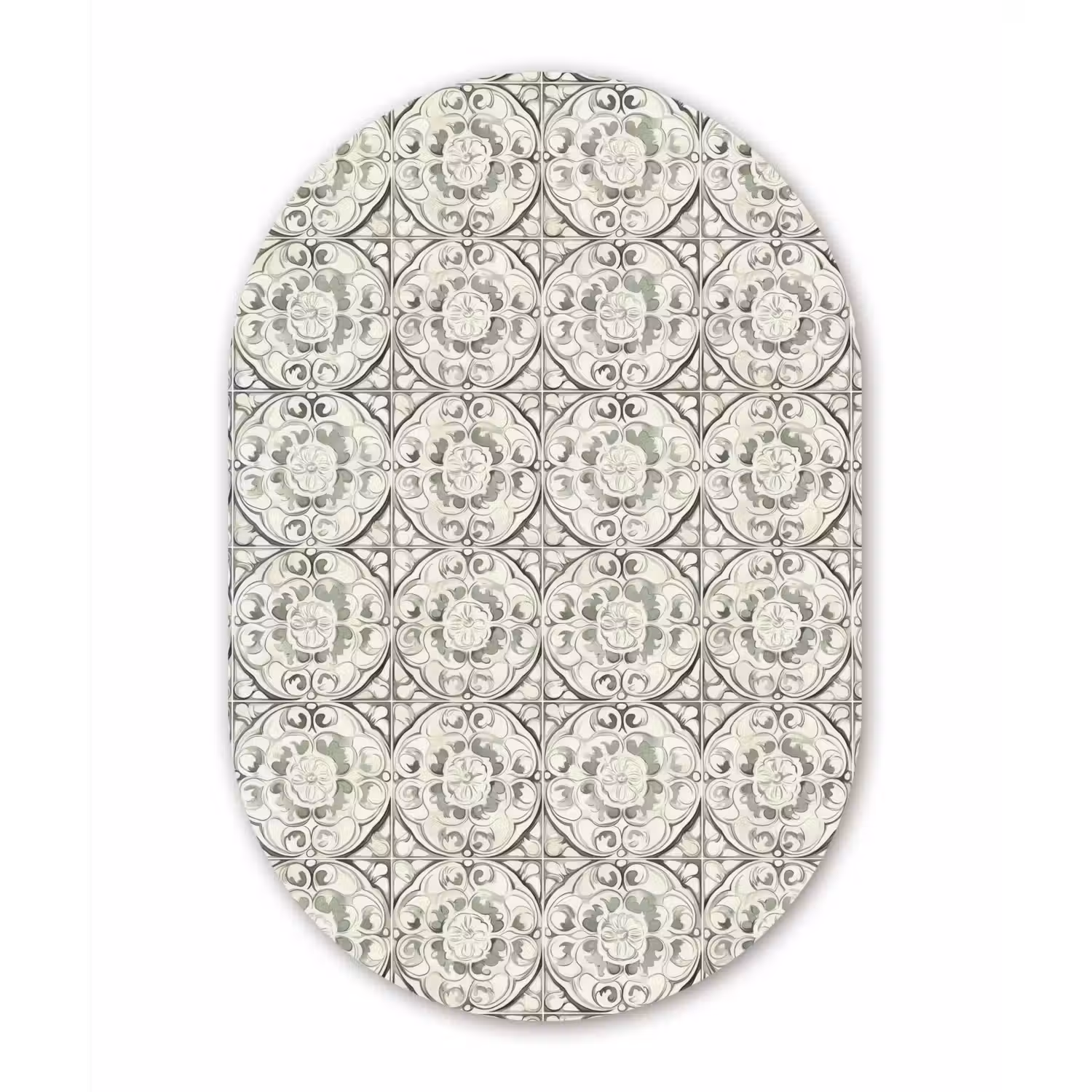 Krulornament - Tegel - Groen Wandcirkel Ovaal Aluminium middel 839 -3d