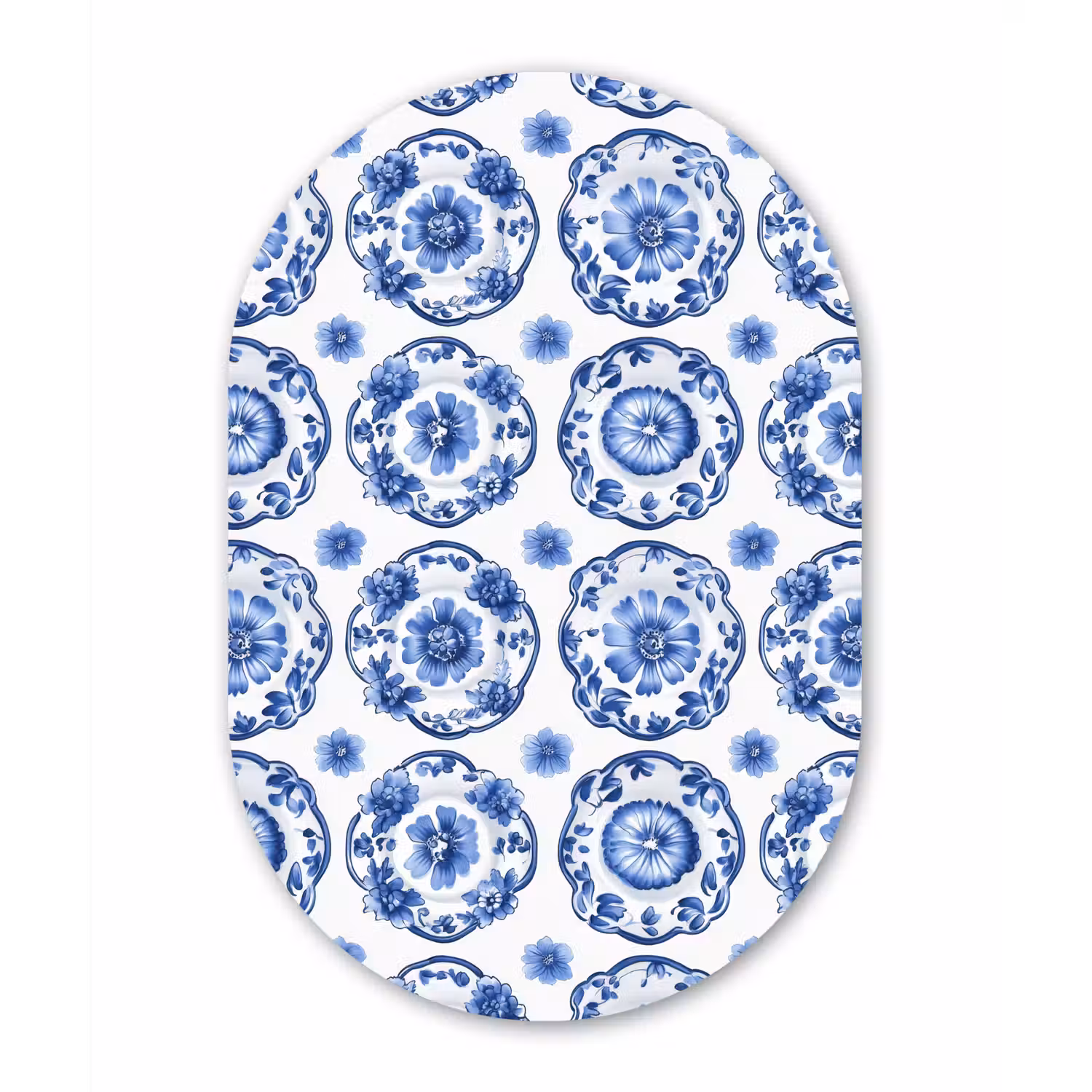 Sierborden - Bloemen - Blauw Wandcirkel Ovaal Aluminium middel 839 -3d
