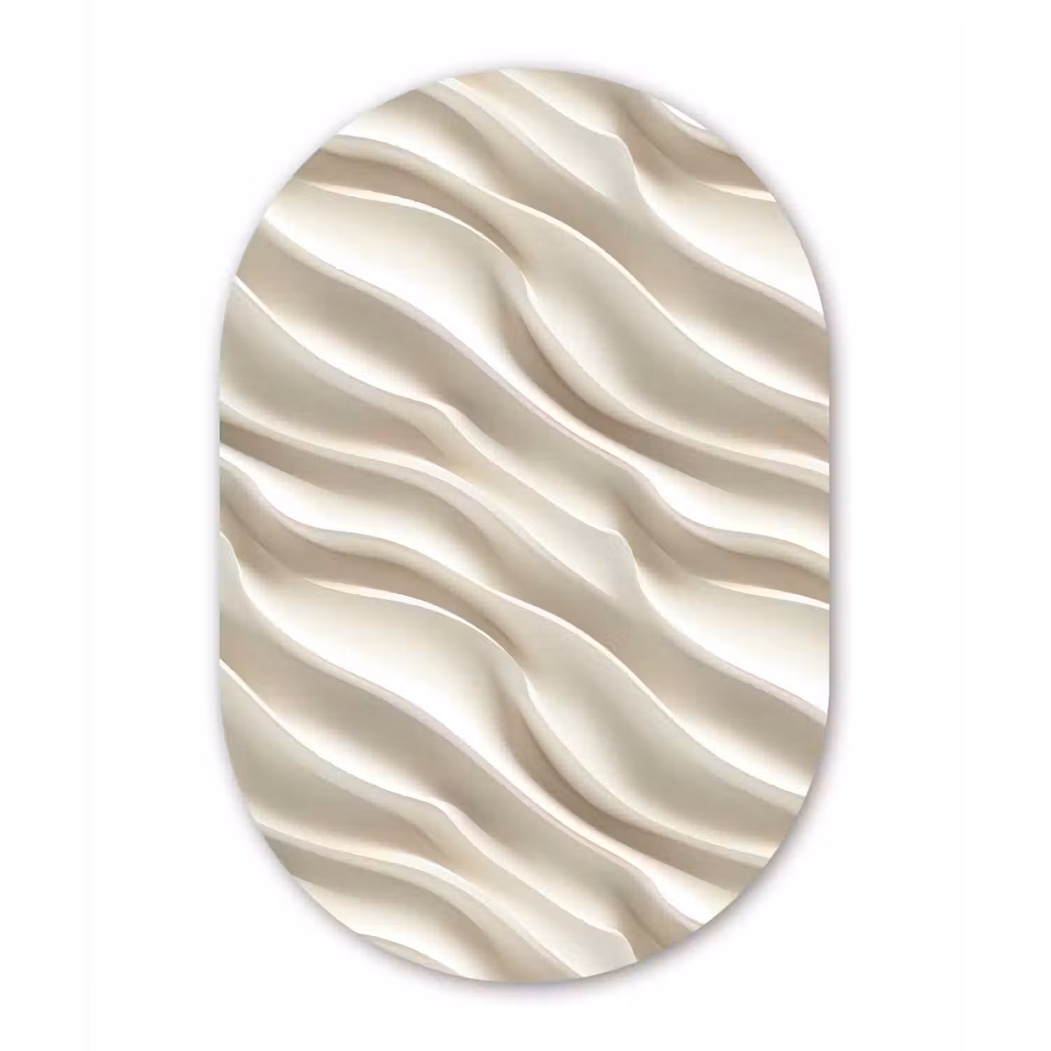 Diagonaal - Golven - Crème Wandcirkel Ovaal Aluminium middel 839 -3d