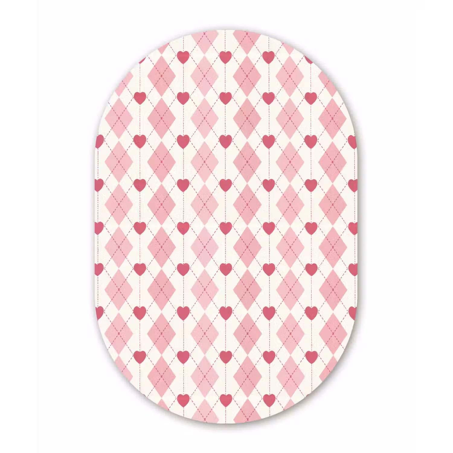 Ruiten - Klassiek - Roze - Wit Wandcirkel Ovaal Aluminium middel 839 -3d