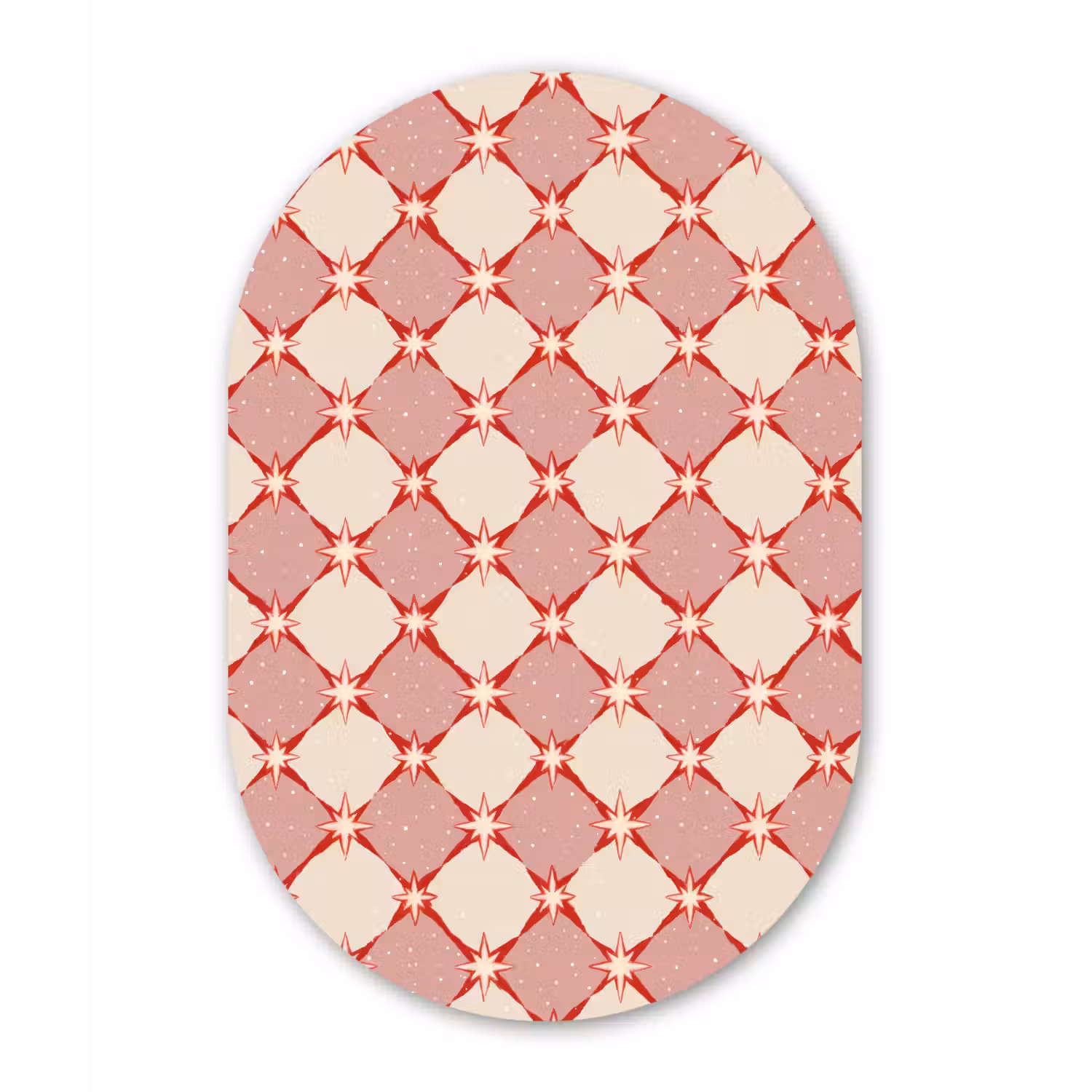 Ruiten - Sterren - Vintage - Oudroze - Rood Wandcirkel Ovaal Aluminium middel 839 -3d
