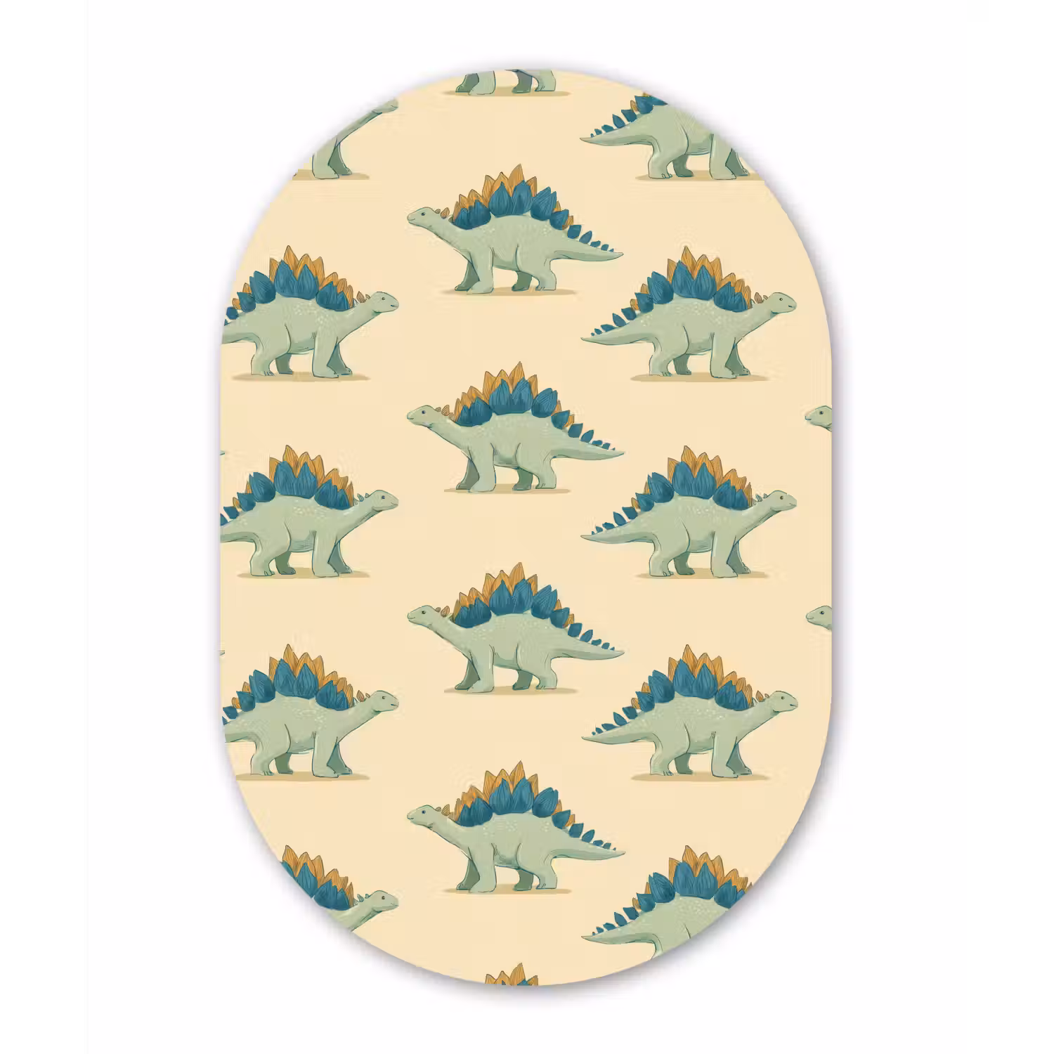 Dino - Patroon - Groen Wandcirkel Ovaal Aluminium middel 839 -3d