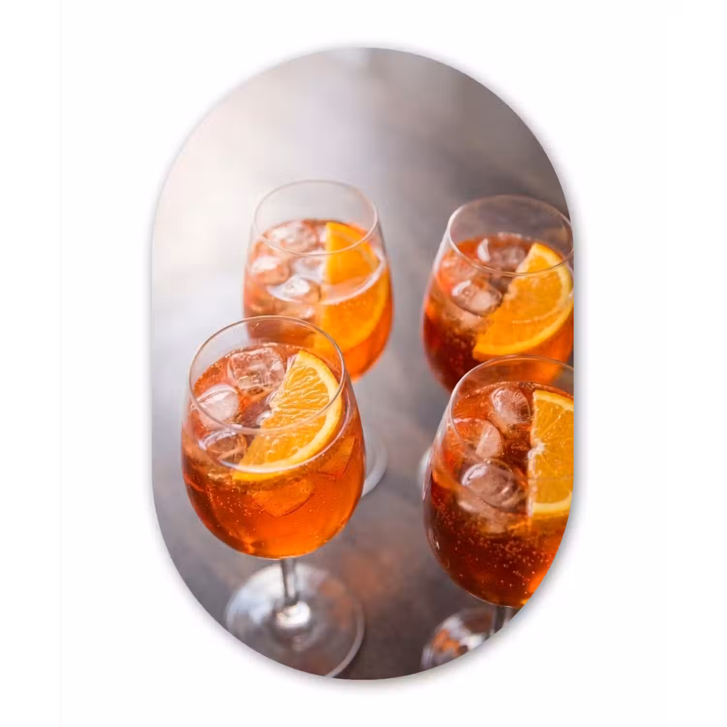 Drank - Sinaasappel - IJs - Zomer - Oranje Wandcirkel Ovaal Aluminium middel -3d