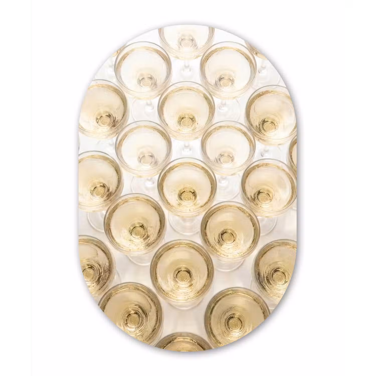 Drank - Glazen - Feest - Goud Wandcirkel Ovaal Aluminium middel -3d