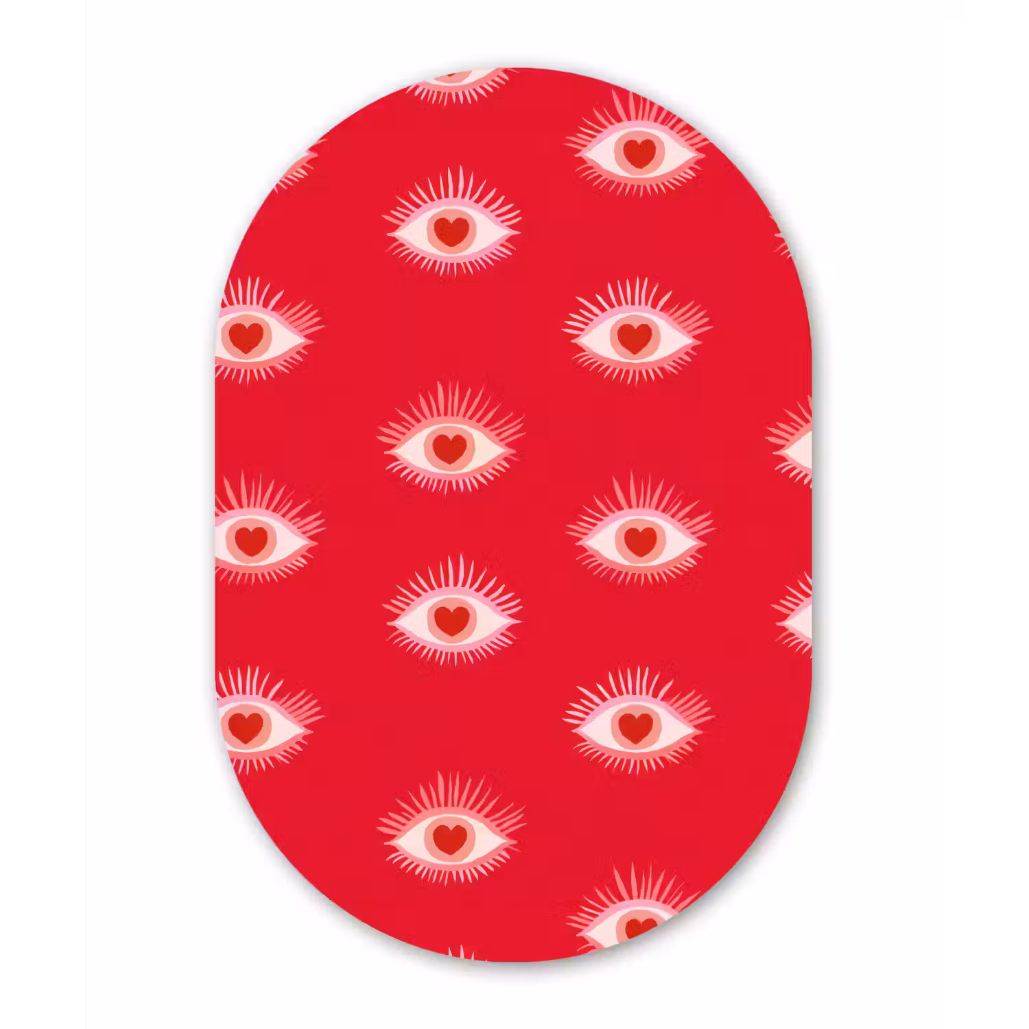 Ogen - Hart - Abstract - Rood - Roze Wandcirkel Ovaal Aluminium middel 839 -3d