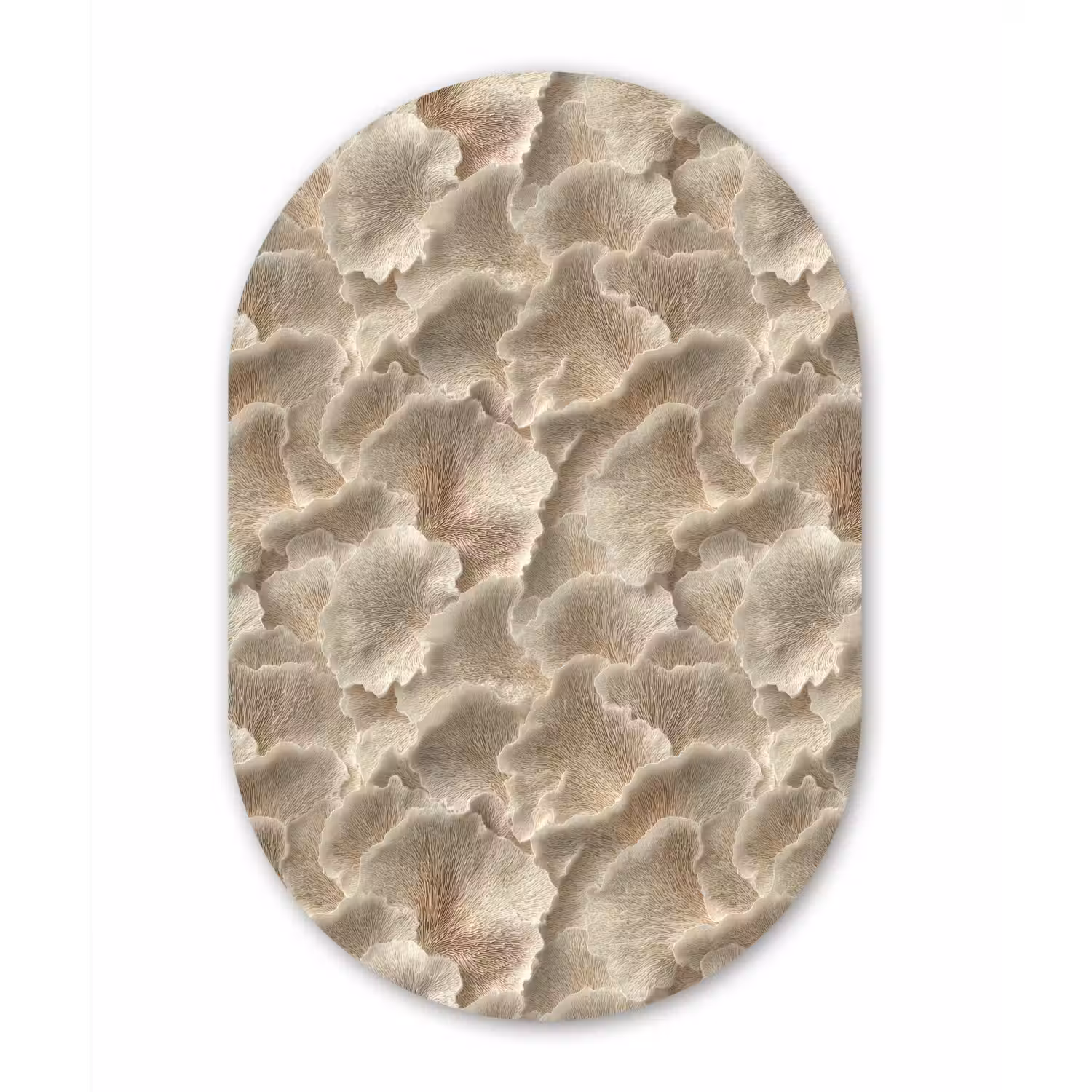 Waaierstructuren - Beige - Vezeltextuur Wandcirkel Ovaal Aluminium middel 839 -3d