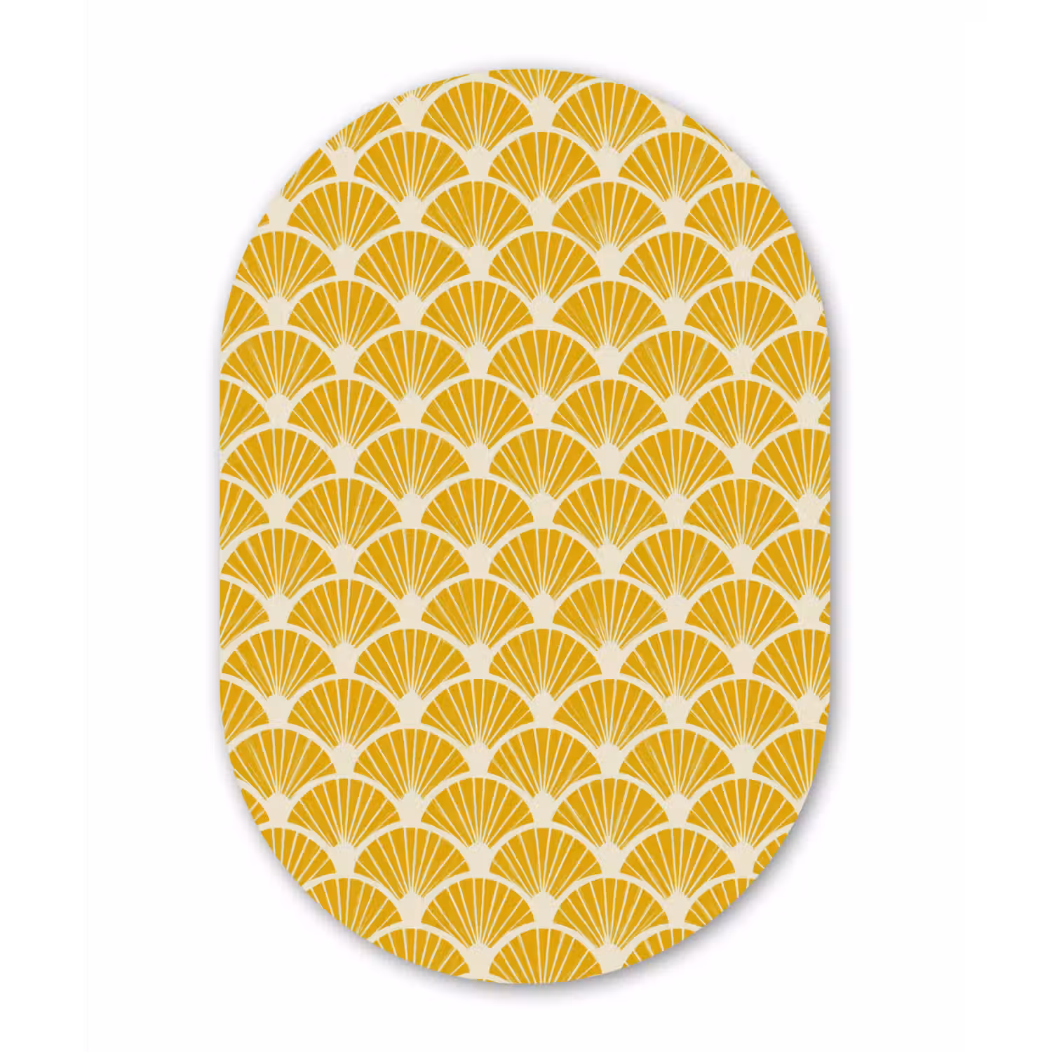 Waaiers - Art Deco - Retro - Okergeel Wandcirkel Ovaal Aluminium middel 839 -3d