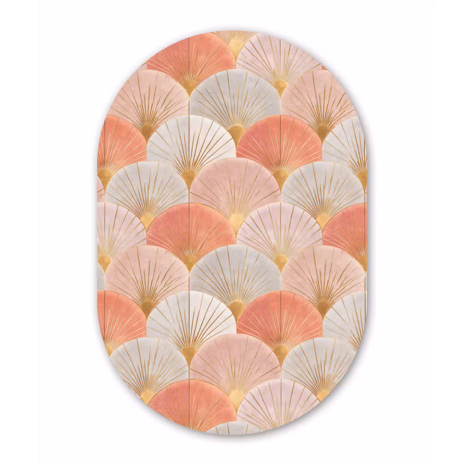 Waaiers - Goud - Roze Wandcirkel Ovaal Aluminium middel 839 -3d