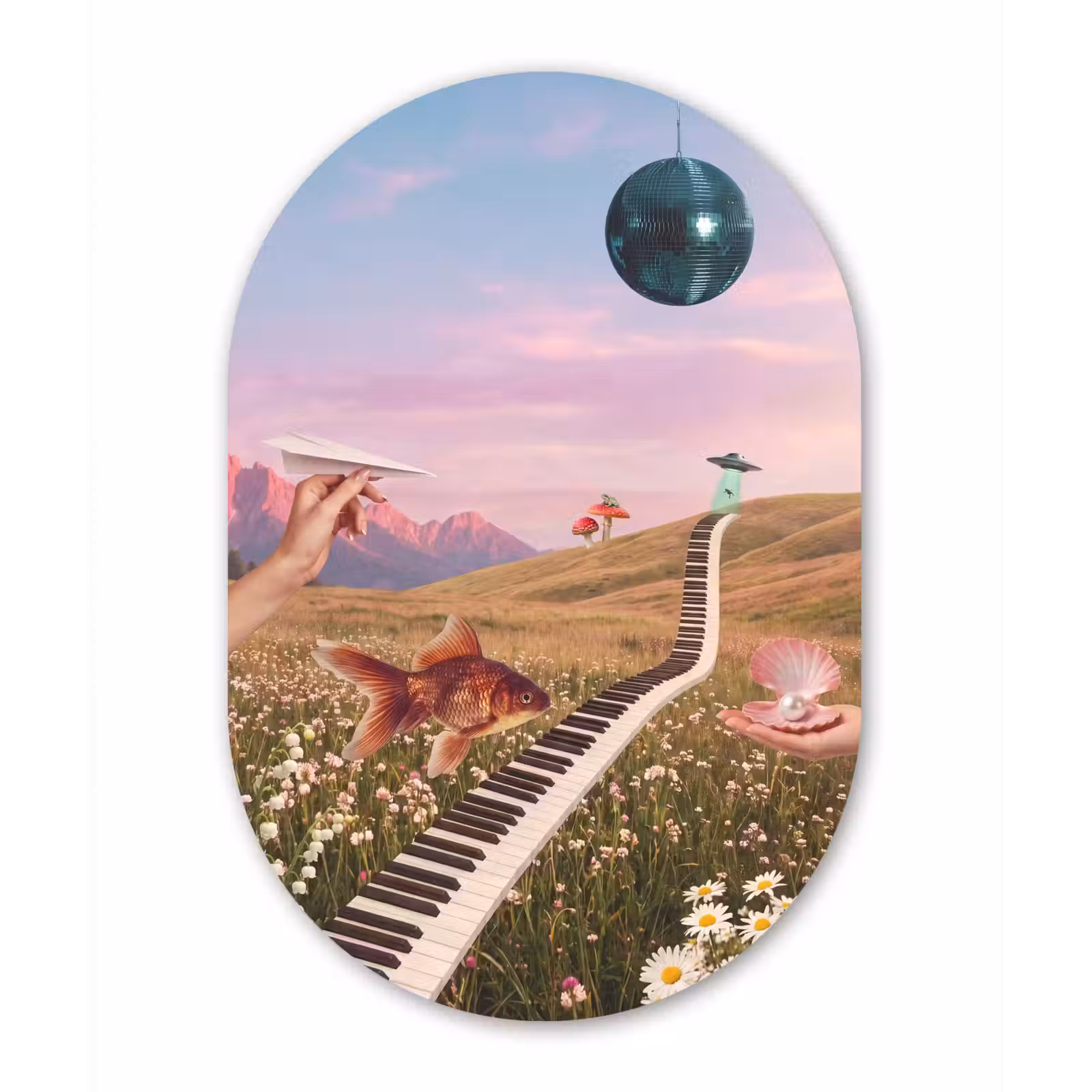 aluminium oval wall art - Fish - Nature - Abstract - Vis - Natuur - Abstract Wandcirkel Ovaal Aluminium middel