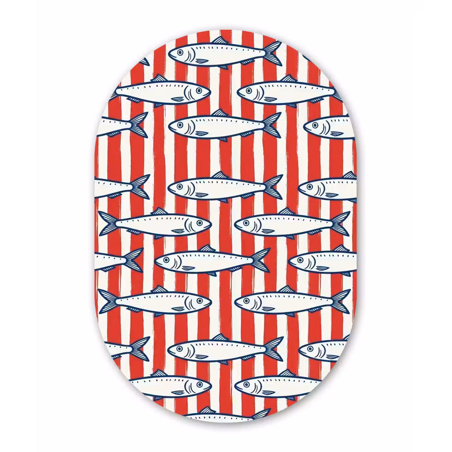 Vis - Patroon - Strepen - Illustratie - Rood Wandcirkel Ovaal Aluminium middel -3d