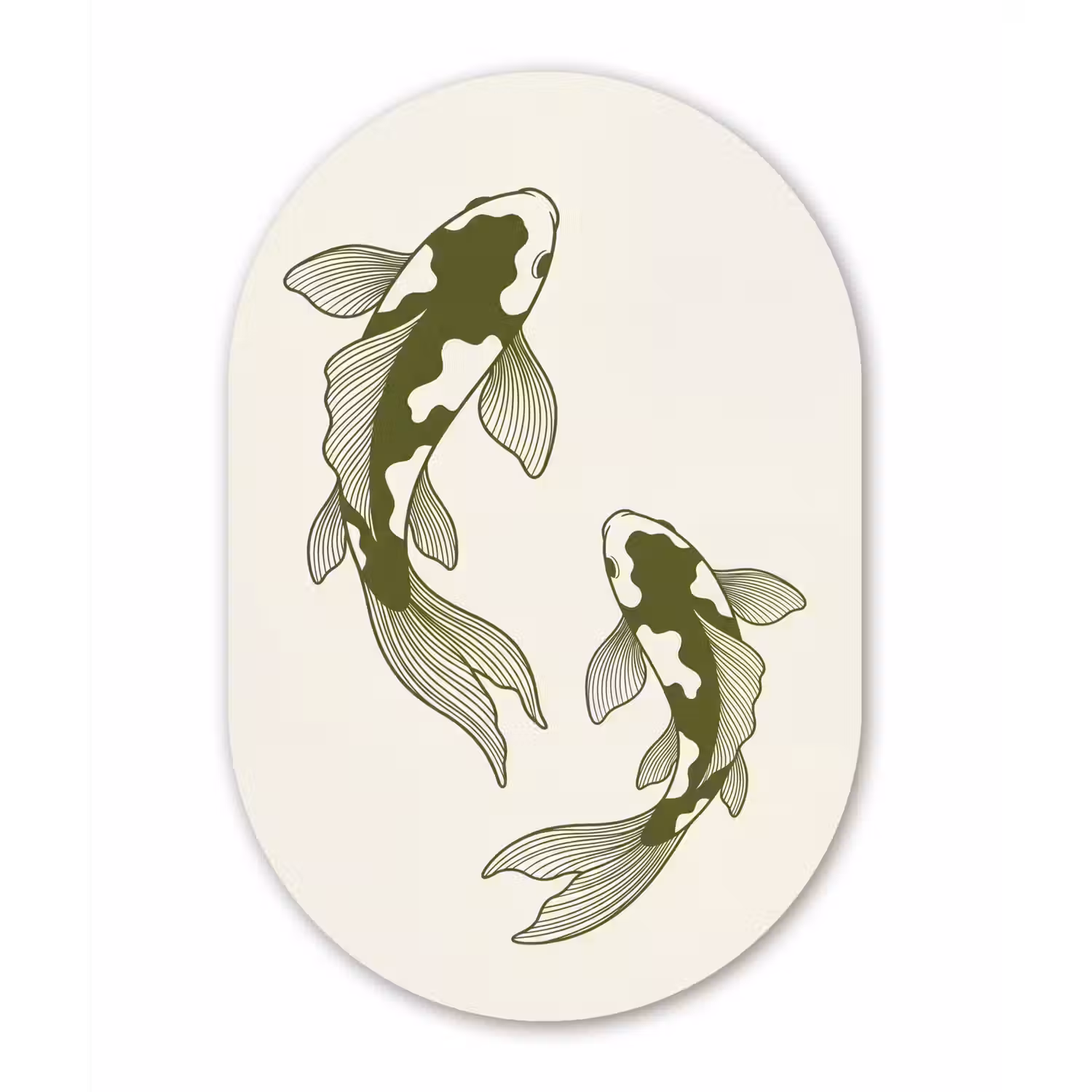 Vis - Zwemmend - Groen - Abstract - Dieren Wandcirkel Ovaal Aluminium middel -3d