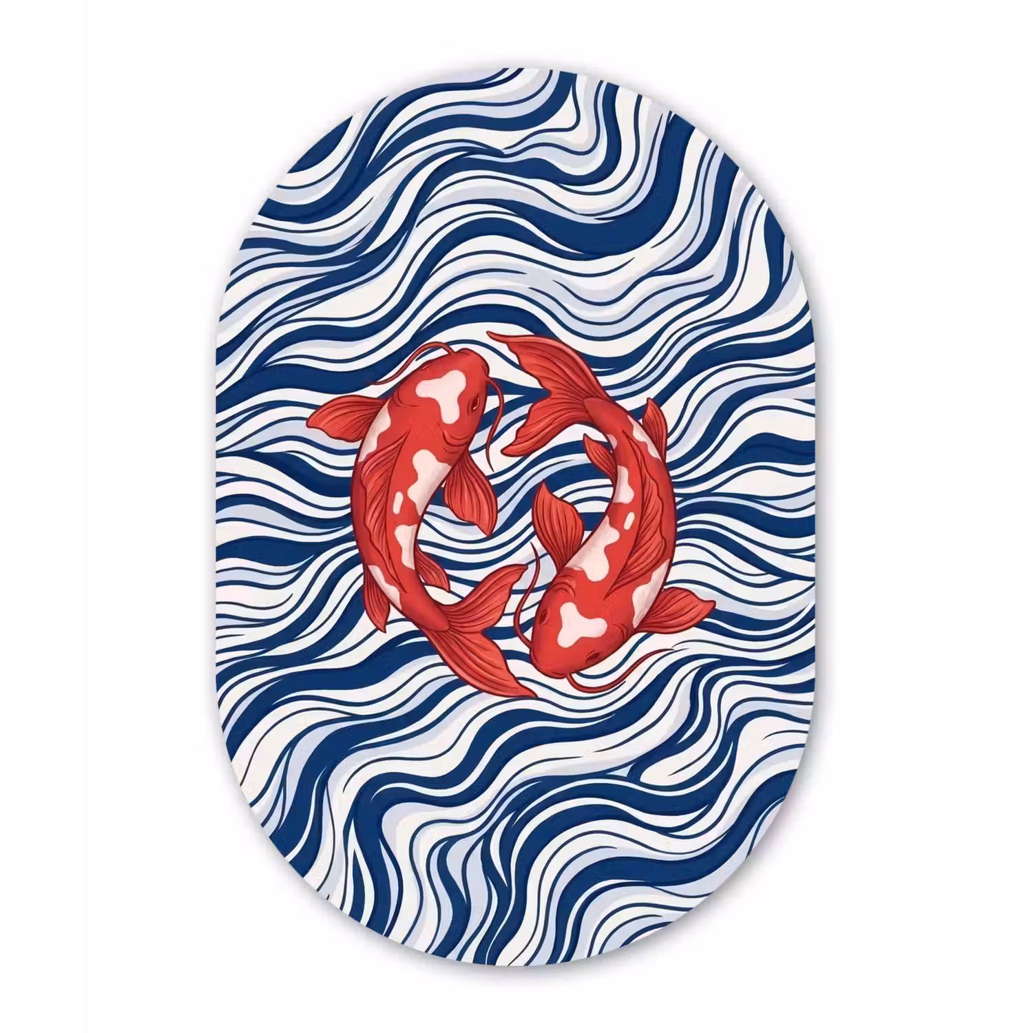Vis - Water - Natuur - Illustratie - Rood Wandcirkel Ovaal Aluminium middel -3d