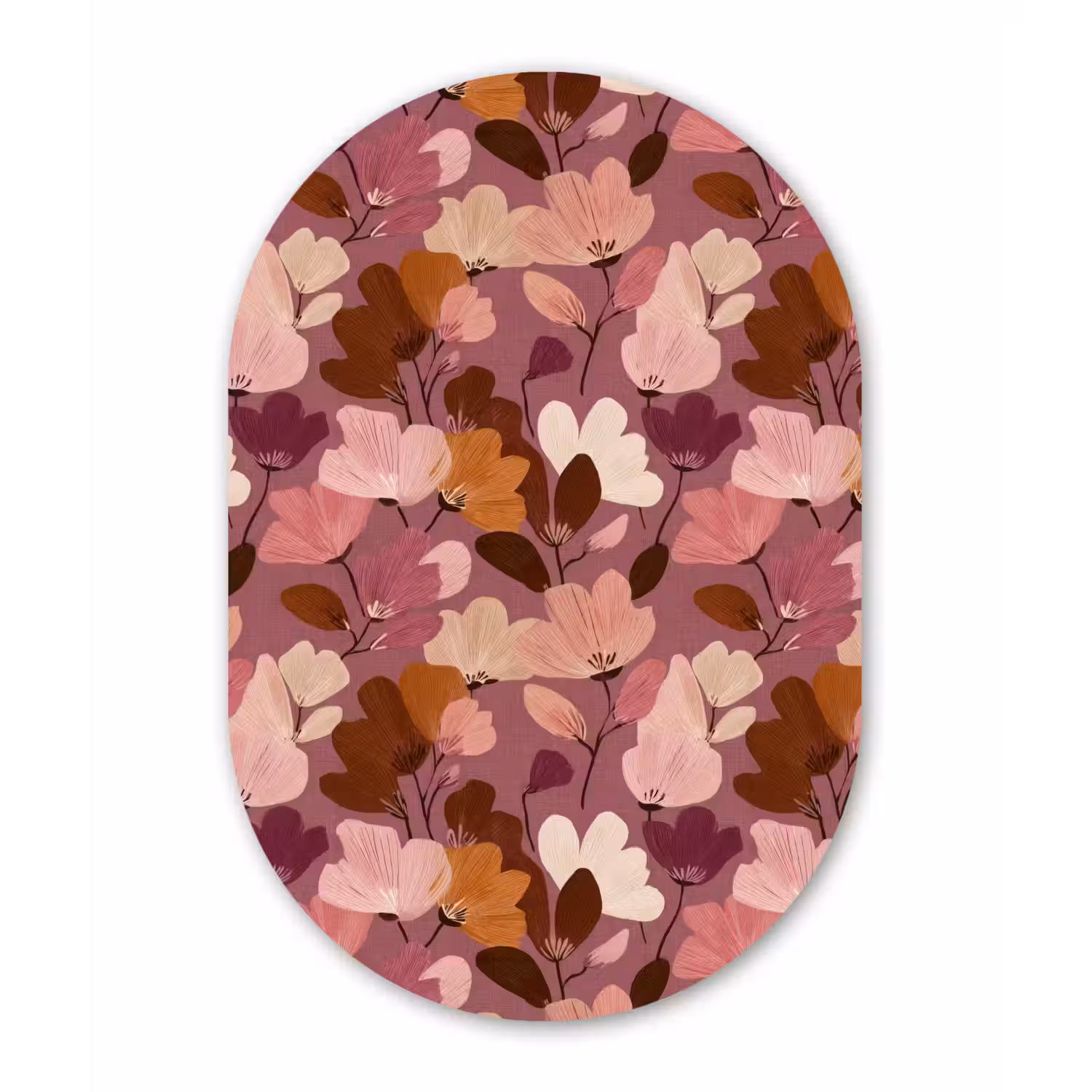 Bloem - Patroon - Roze Wandcirkel Ovaal Aluminium middel 839 -3d