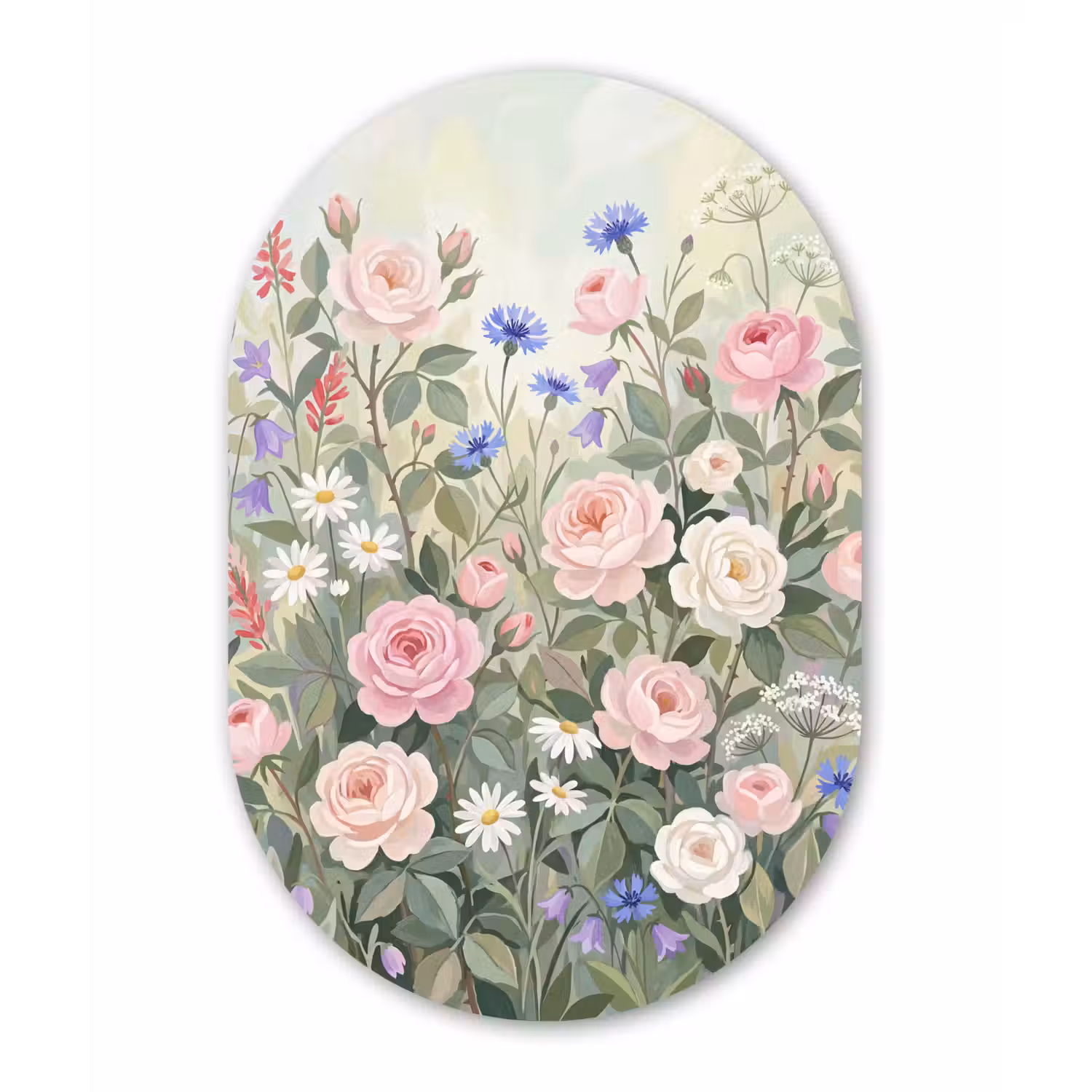Bloemen - Tuin - Natuur - Kleurrijk Wandcirkel Ovaal Aluminium middel -3d