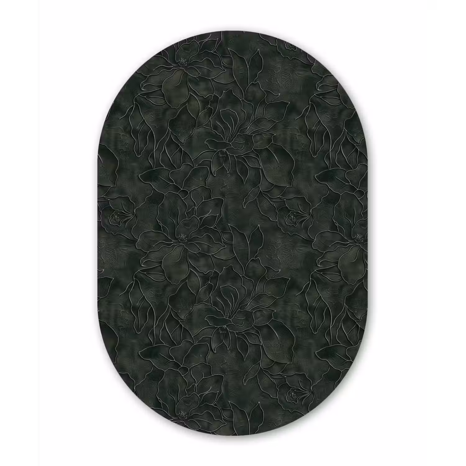 Bloemen - Lijnen - Groen Wandcirkel Ovaal Aluminium middel 839 -3d