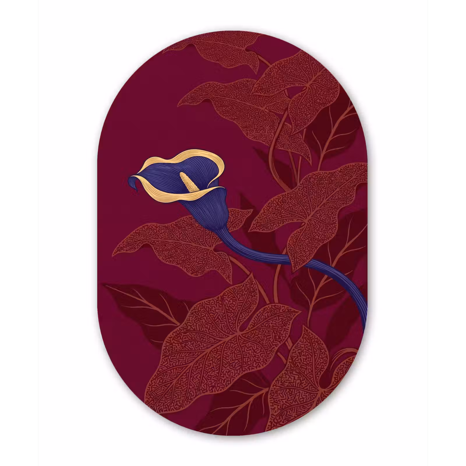 aluminium oval wall art - Flowers - Modern - Purple - Bloemen - Modern - Paars Wandcirkel Ovaal Aluminium middel