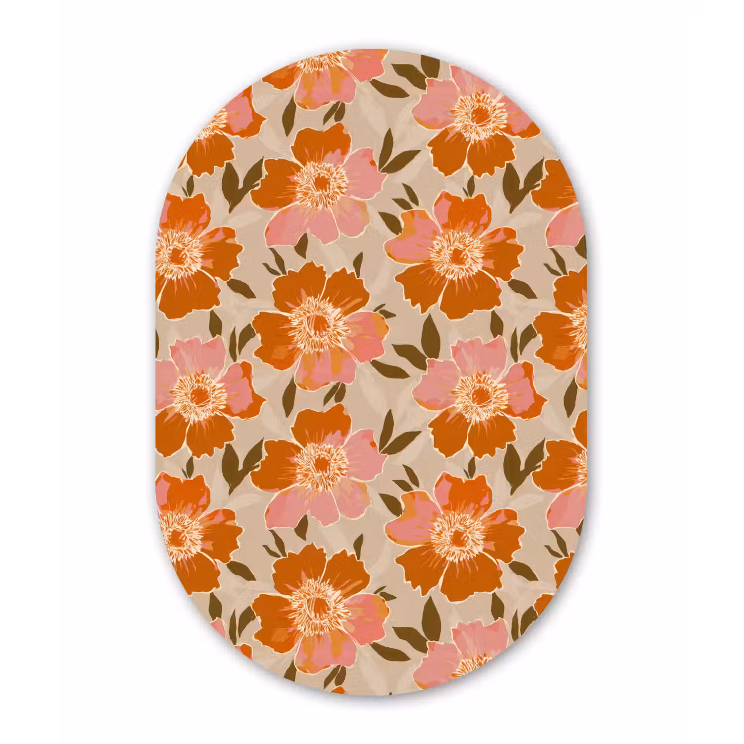 Bloemen - Motief - Retro Wandcirkel Ovaal Aluminium middel 839 -3d