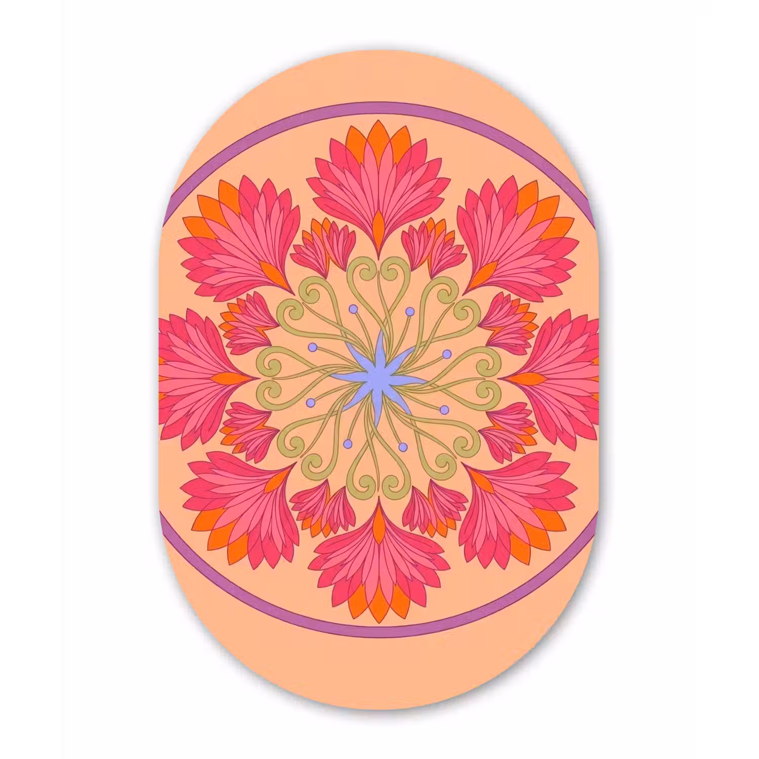 Bloemen - Patroon - Abstract - Roze - Decoratief Wandcirkel Ovaal Aluminium middel -3d