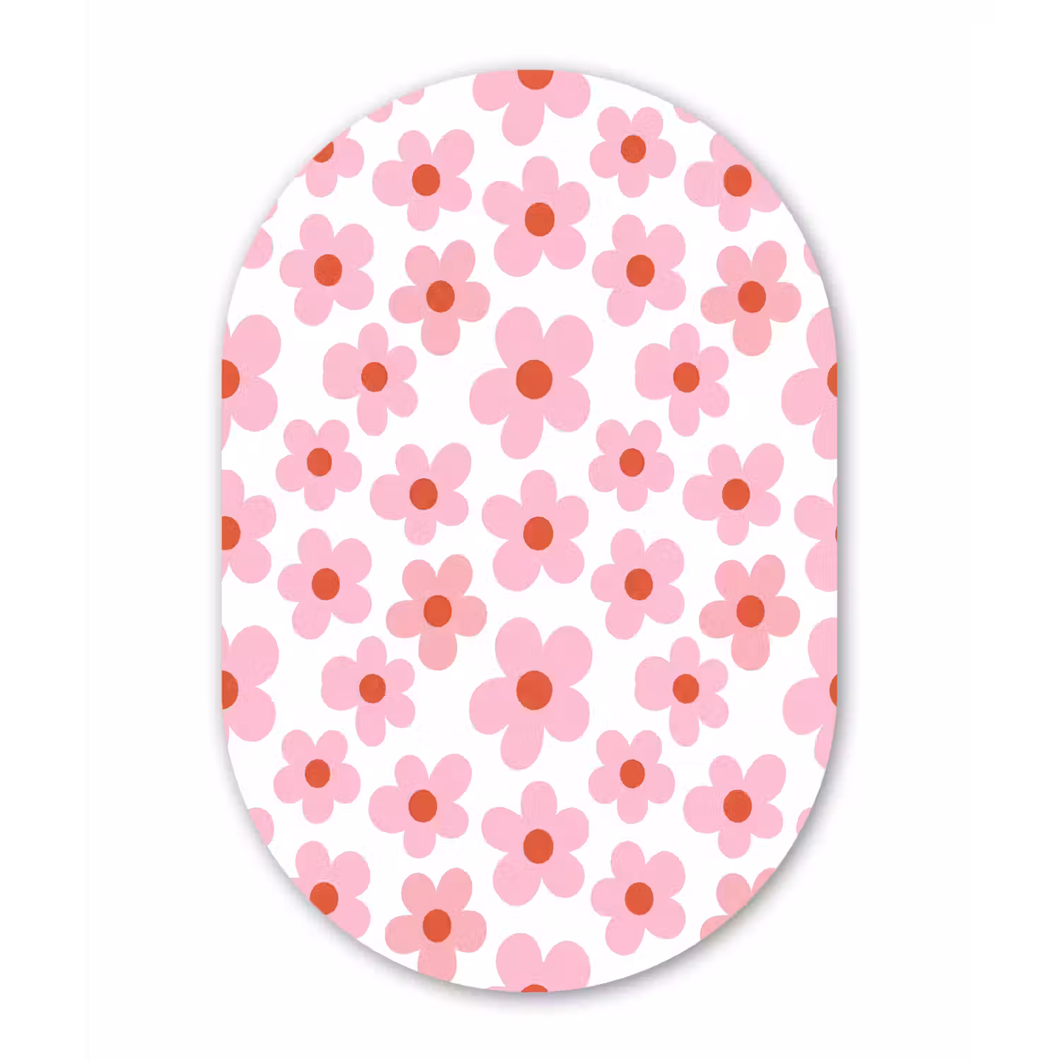 Bloemen - Patroon - Modern - Roze - Wit Wandcirkel Ovaal Aluminium middel -3d