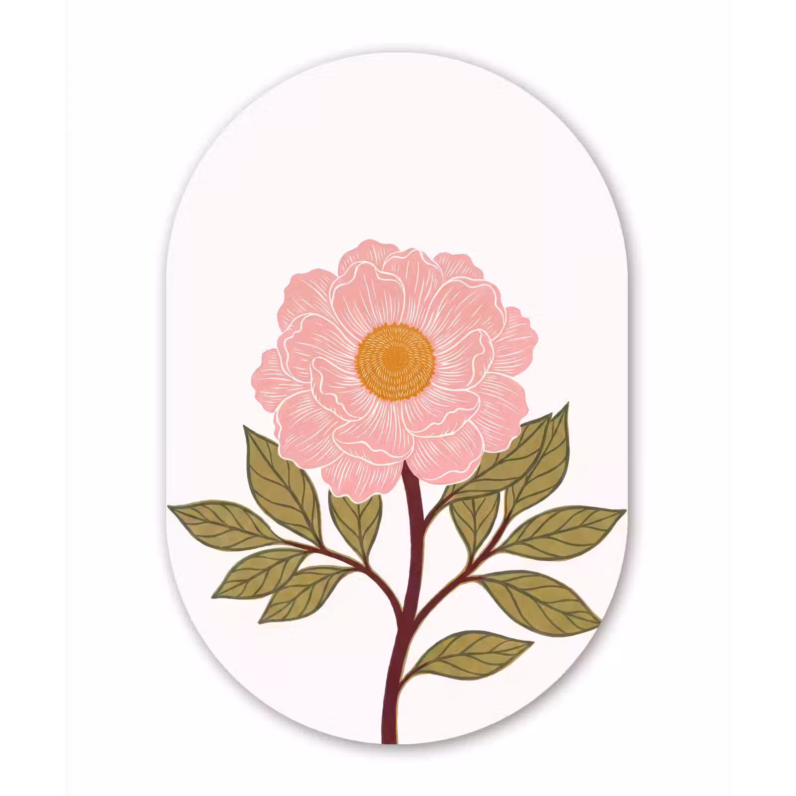 aluminium oval wall art - Flowers - Pink - Illustration - Bloemen - Roze - Illustratie Wandcirkel Ovaal Aluminium middel