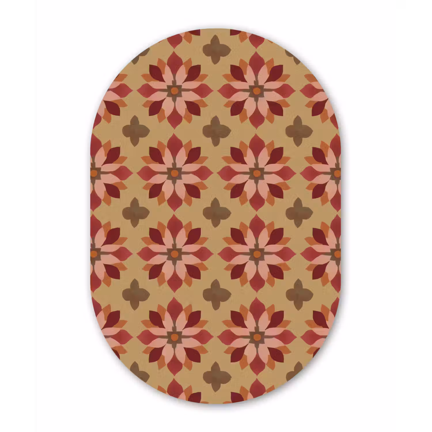 Bloemen - Retro - Groen Wandcirkel Ovaal Aluminium middel 839 -3d