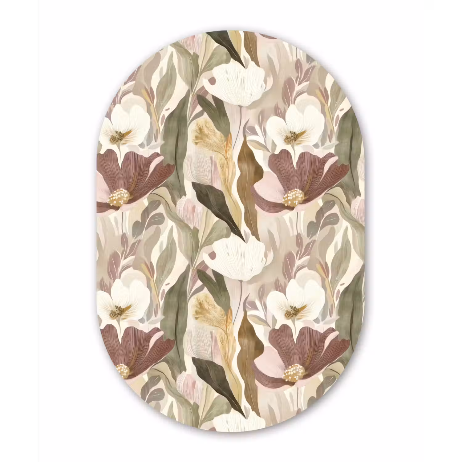 Bloemen - Aquarel - Kleurrijk Wandcirkel Ovaal Aluminium middel 839 -3d