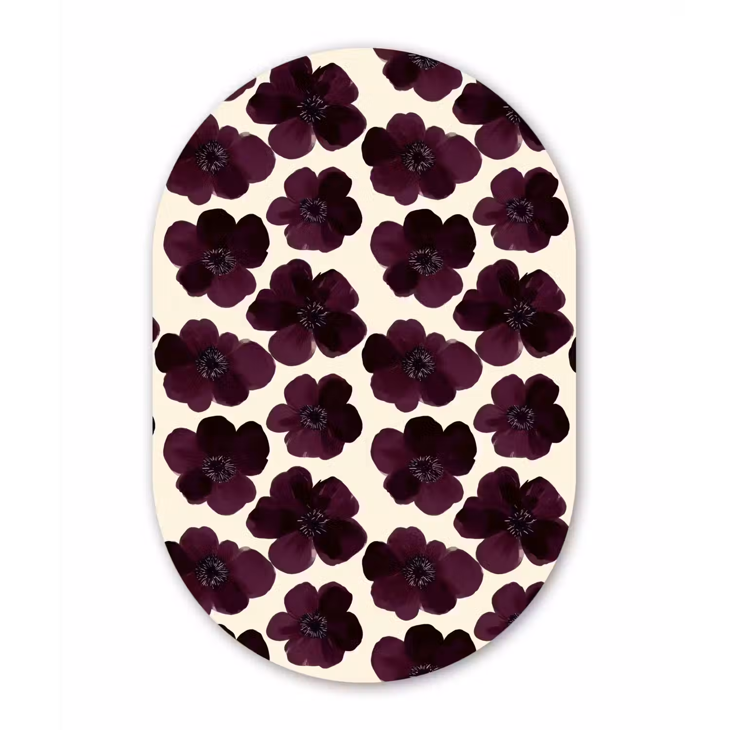 Bloemen - Aquarel - Paars Wandcirkel Ovaal Aluminium middel 839 -3d