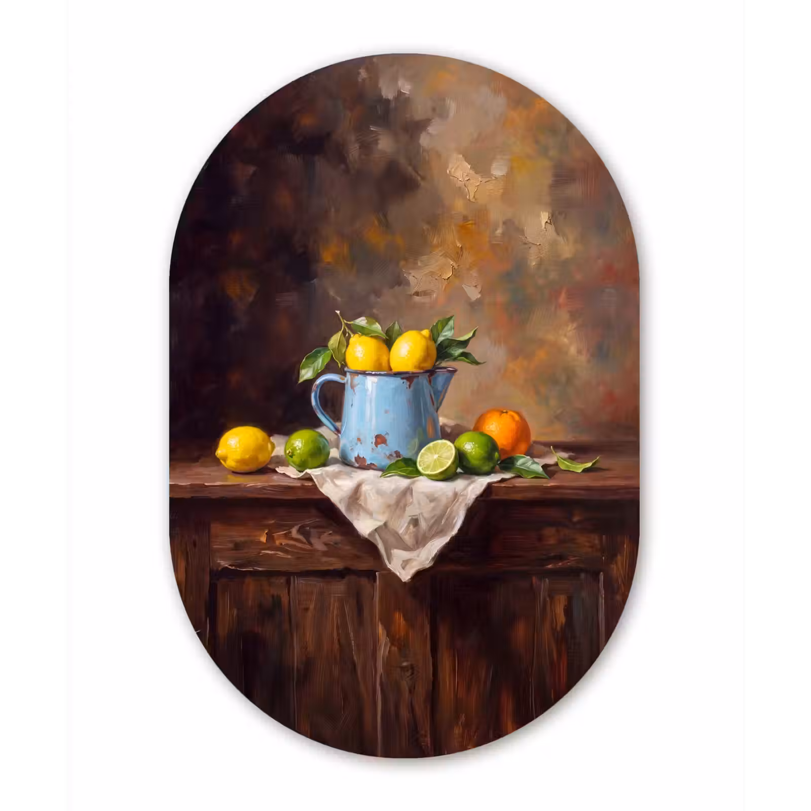 aluminium oval wall art - Food - Still Life - Classical - Eten - Stilleven - Klassiek Wandcirkel Ovaal Aluminium middel