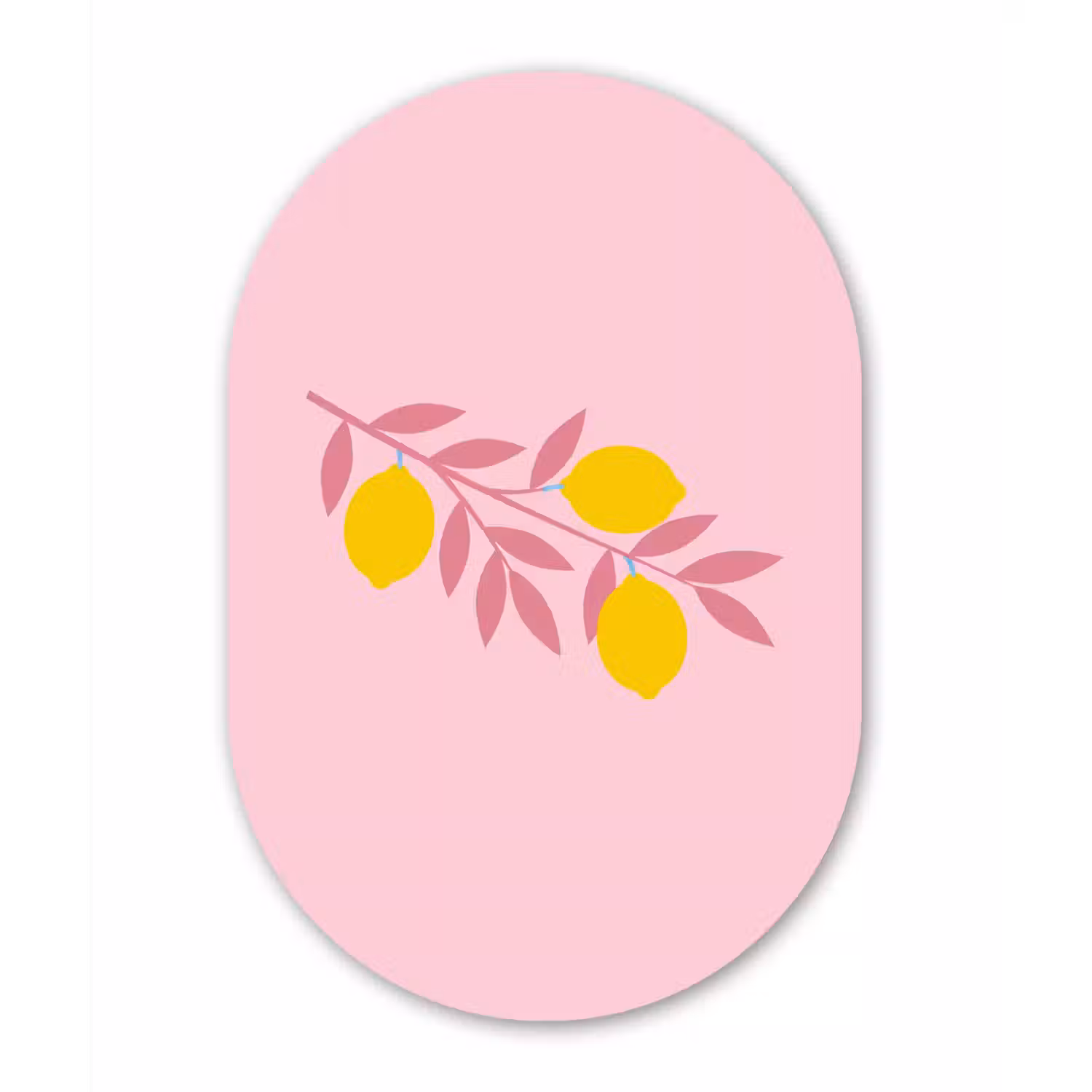 Fruit - Tak - Natuur - Abstract - Roze Wandcirkel Ovaal Aluminium middel -3d