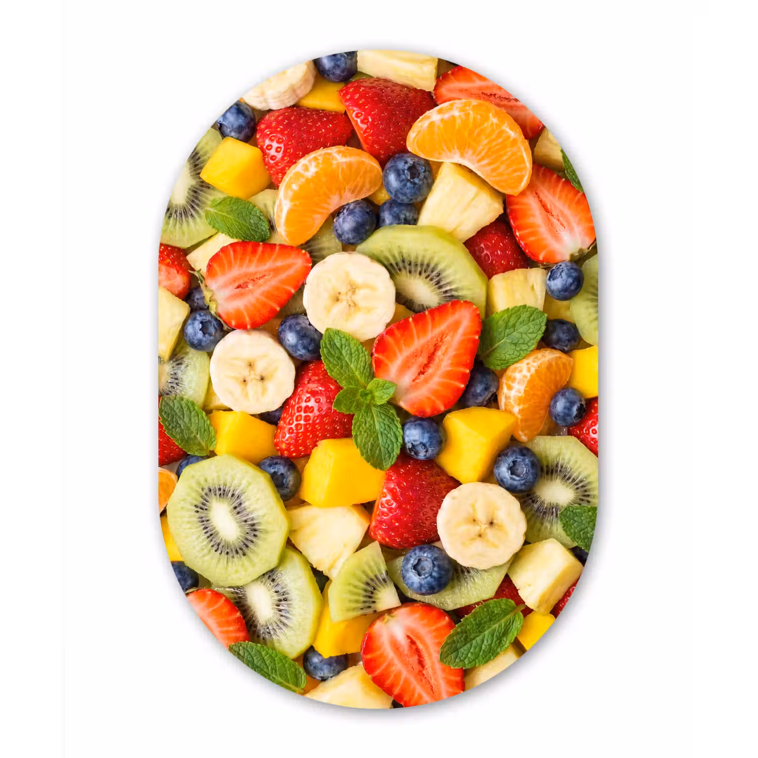 Fruit - Plakjes - Eten - Kleurrijk Wandcirkel Ovaal Aluminium middel -3d