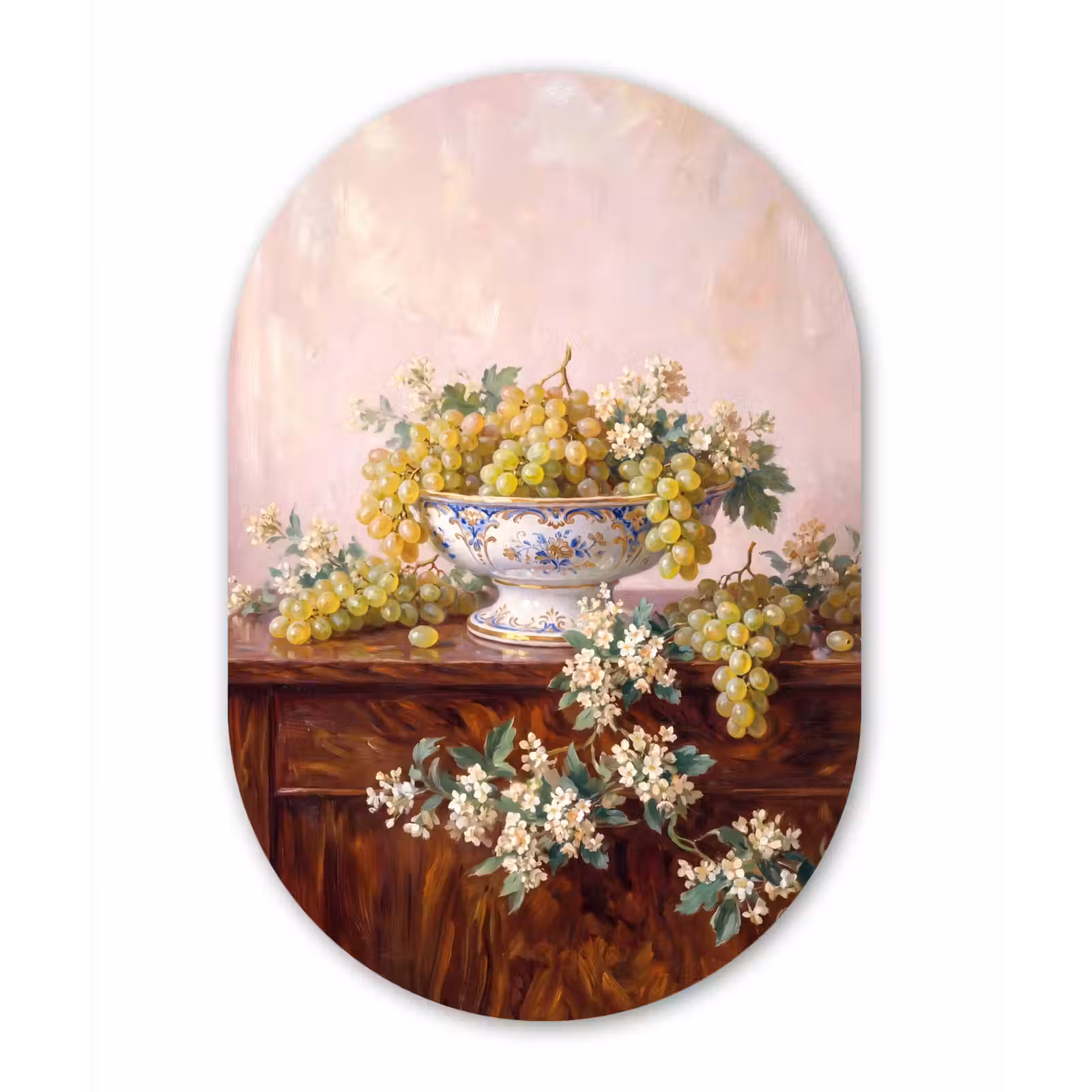 aluminium oval wall art - Fruit - Still Life - Classical - Fruit - Stilleven - Klassiek Wandcirkel Ovaal Aluminium middel