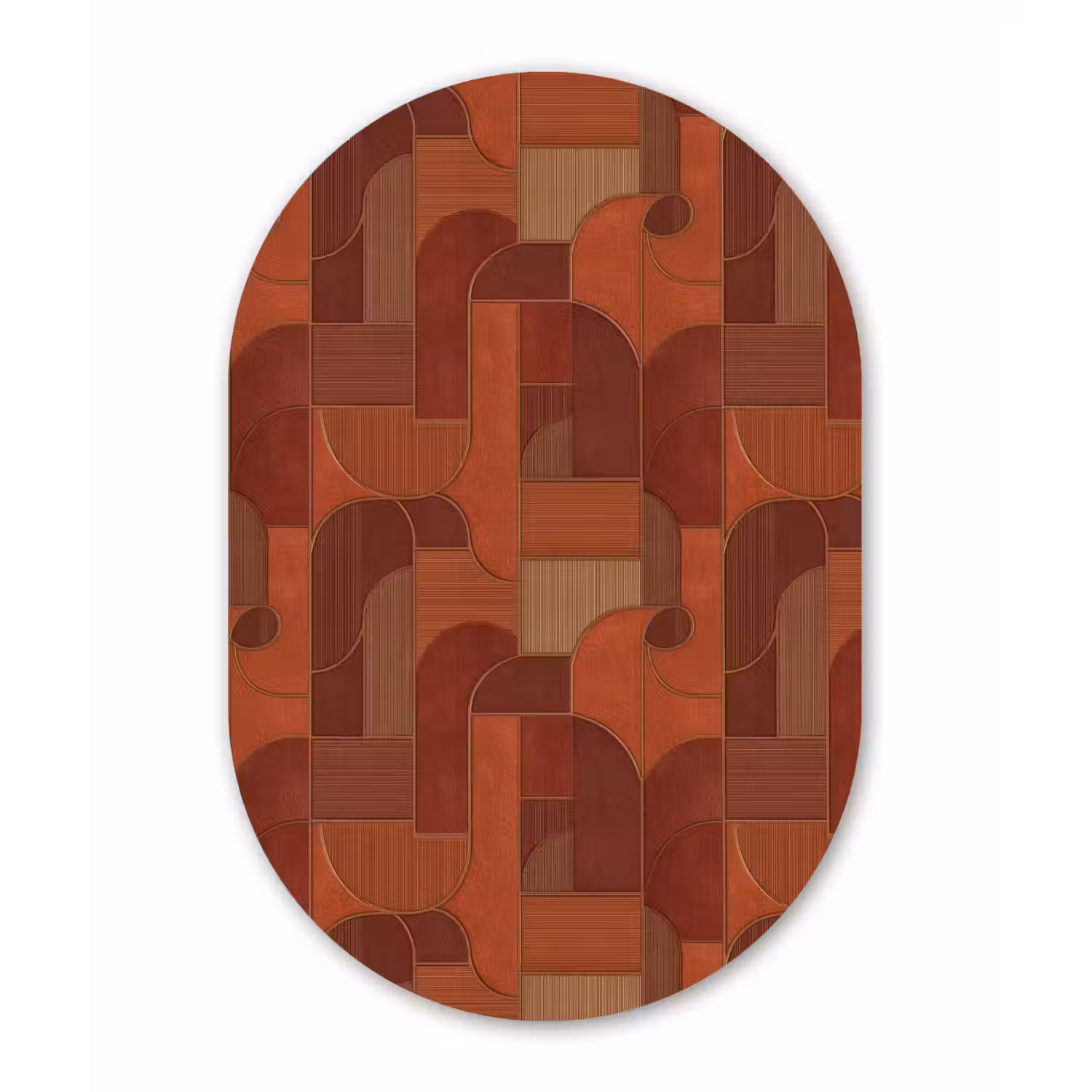 Geometrisch - Abstract - Textuur - Bruin Wandcirkel Ovaal Aluminium middel 839 -3d