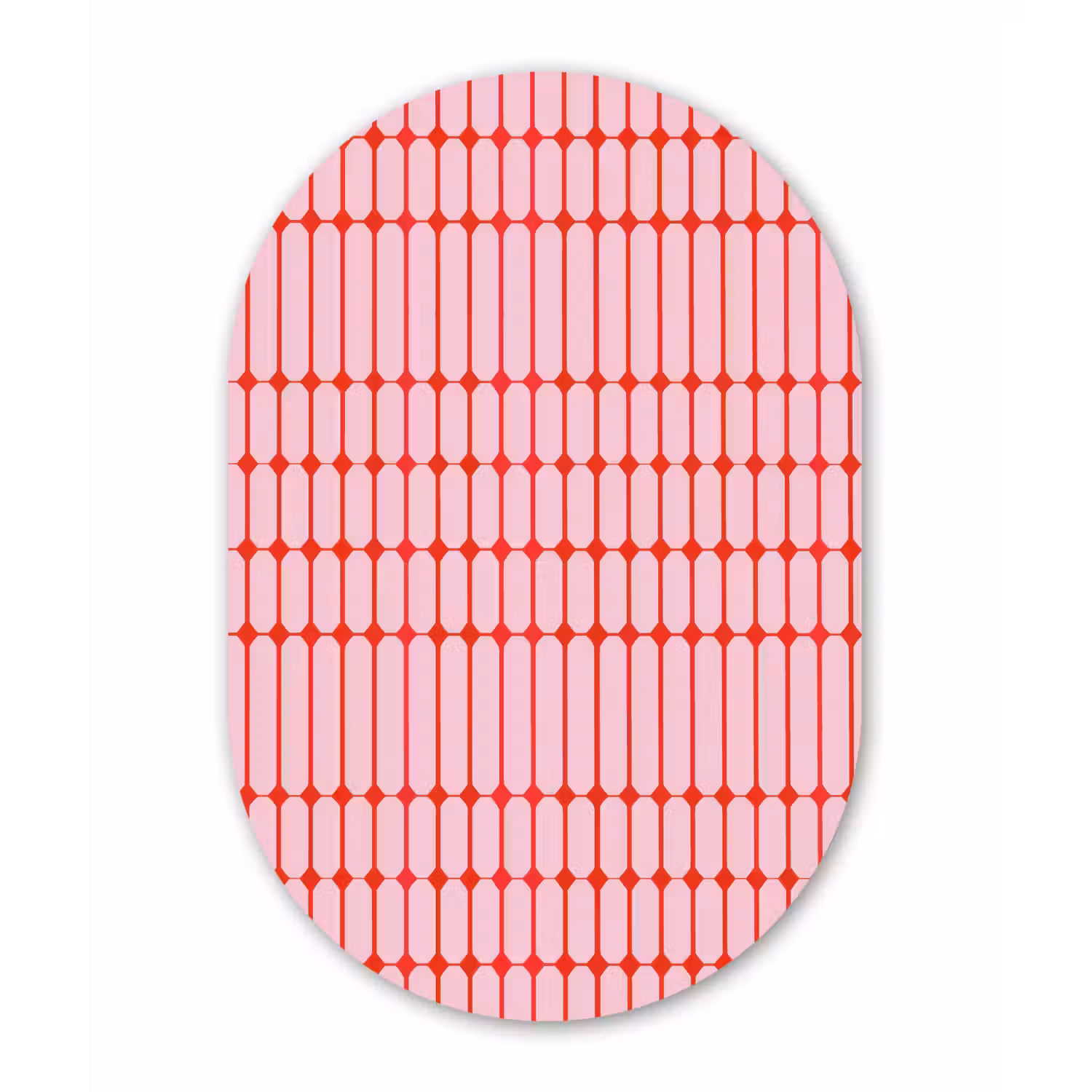 Geometrisch - Minimalistisch - Rood - Roze Wandcirkel Ovaal Aluminium middel 839 -3d