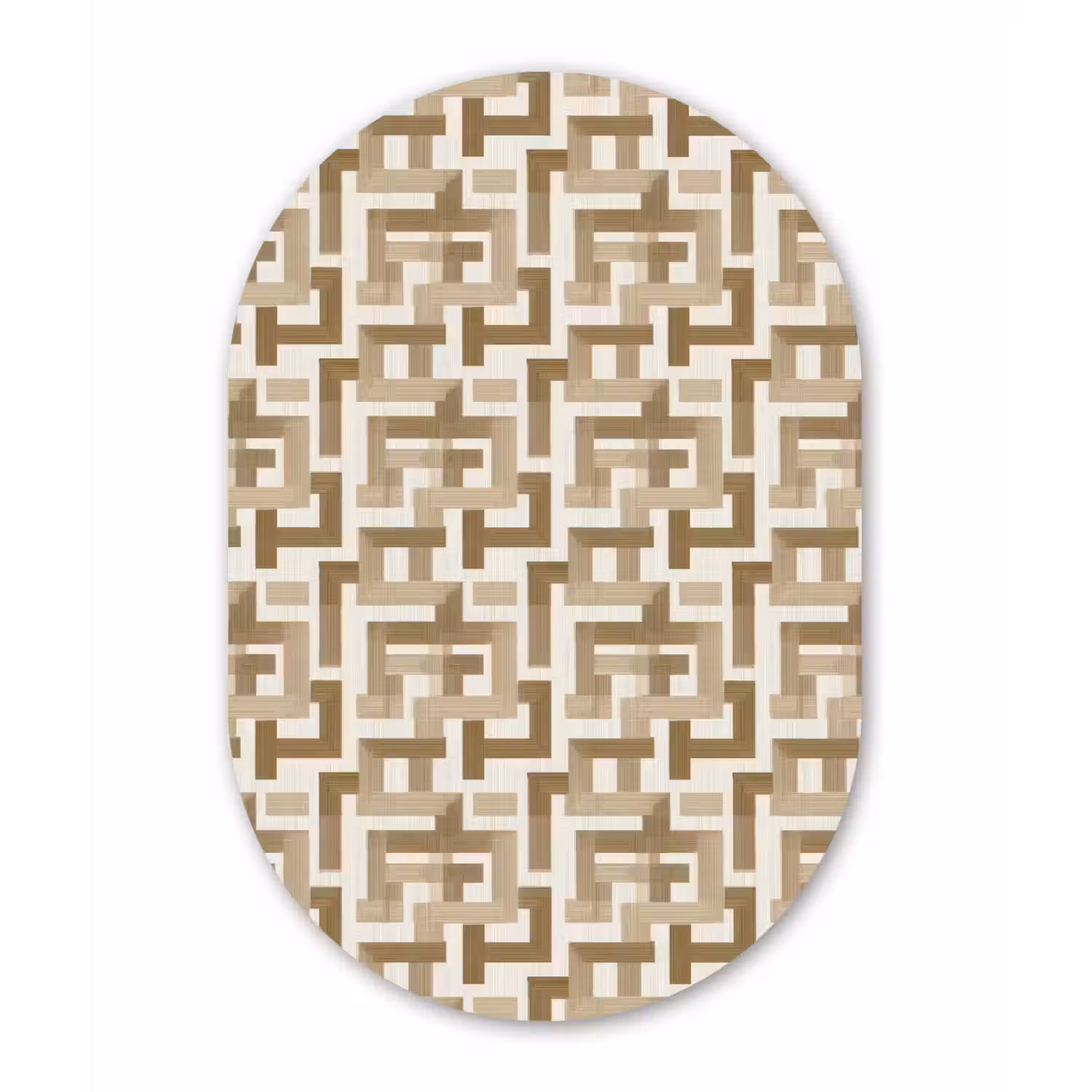 Geometrisch - Retro - Bruin Wandcirkel Ovaal Aluminium middel 839 -3d