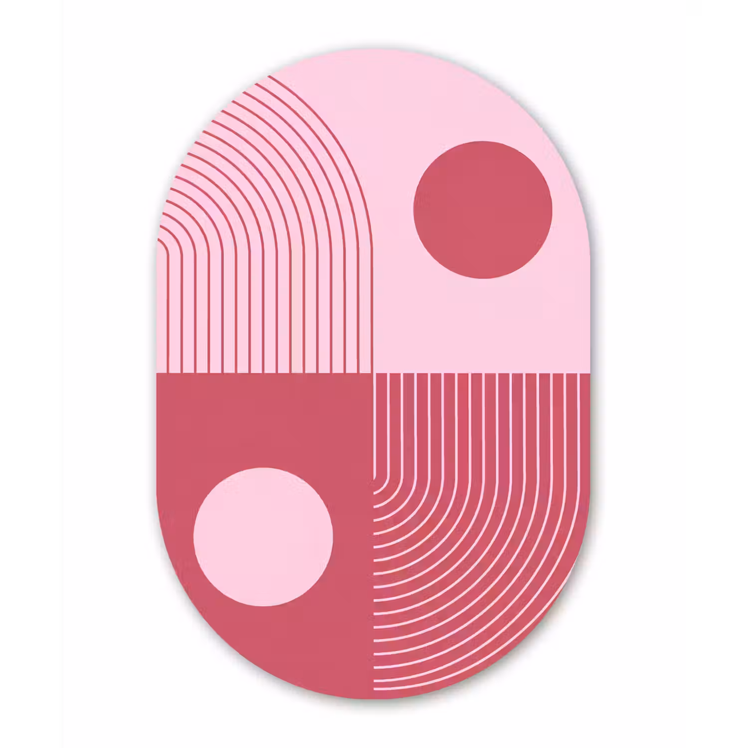 Geometrie - Patroon - Abstract - Roze - Modern Wandcirkel Ovaal Aluminium middel -3d