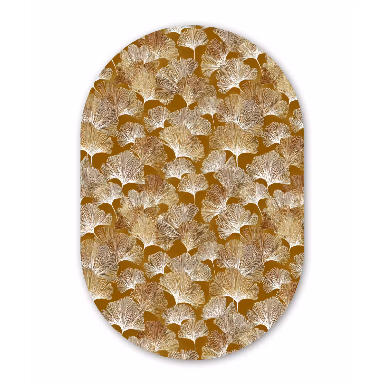 Ginkgo - Bladeren - Goud Wandcirkel Ovaal Aluminium middel 839 -3d