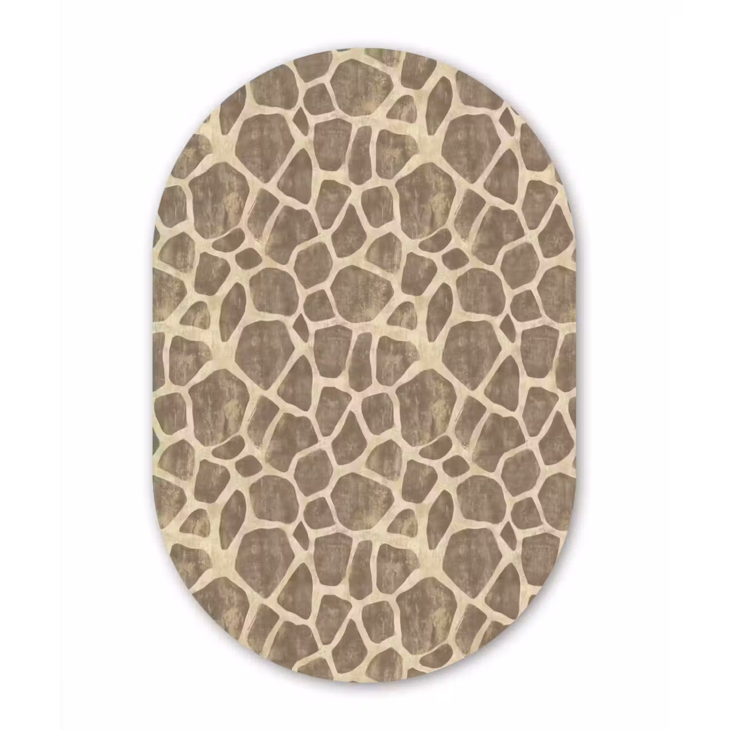 Giraf - Patroon - Beige - Bruin Wandcirkel Ovaal Aluminium middel 839 -3d