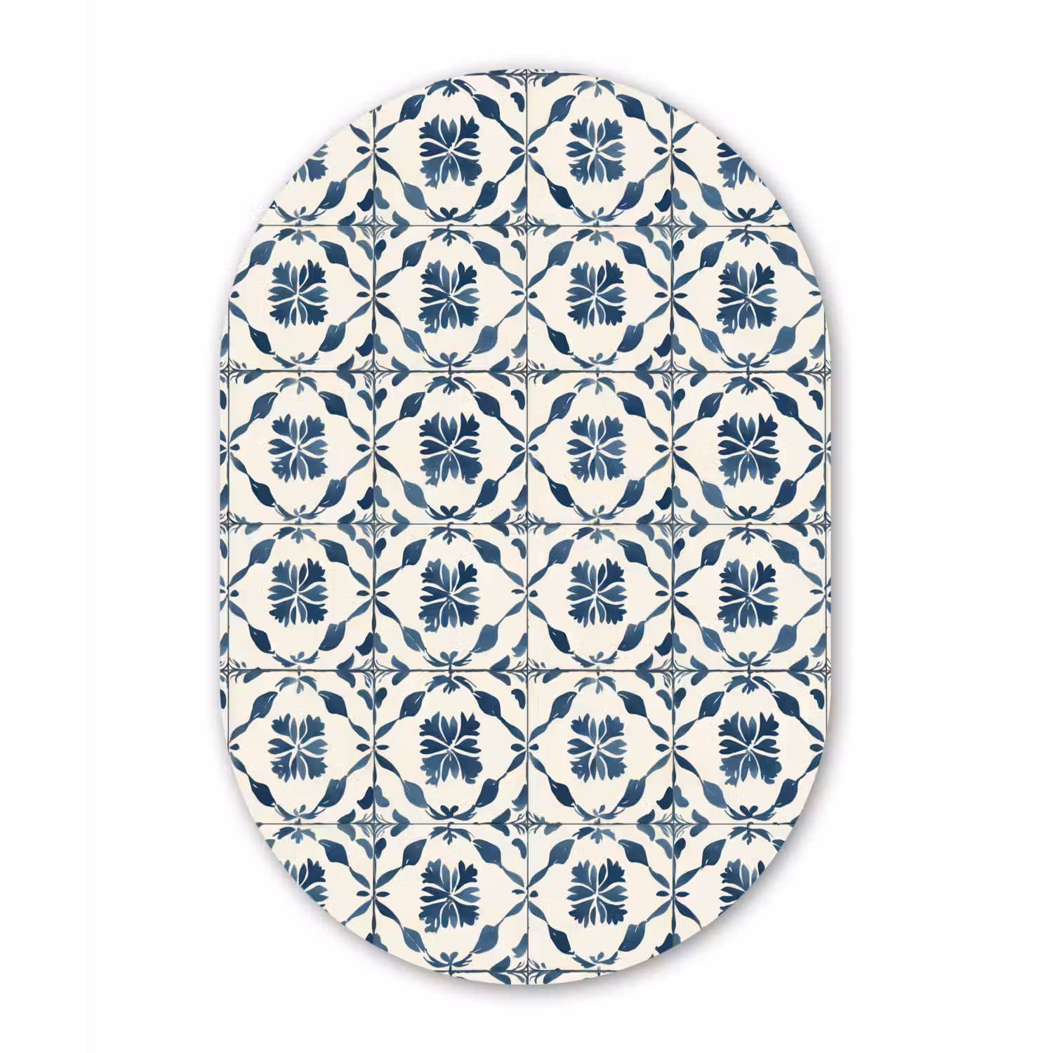 Grafisch - Tegel - Blauw Wandcirkel Ovaal Aluminium middel 839 -3d