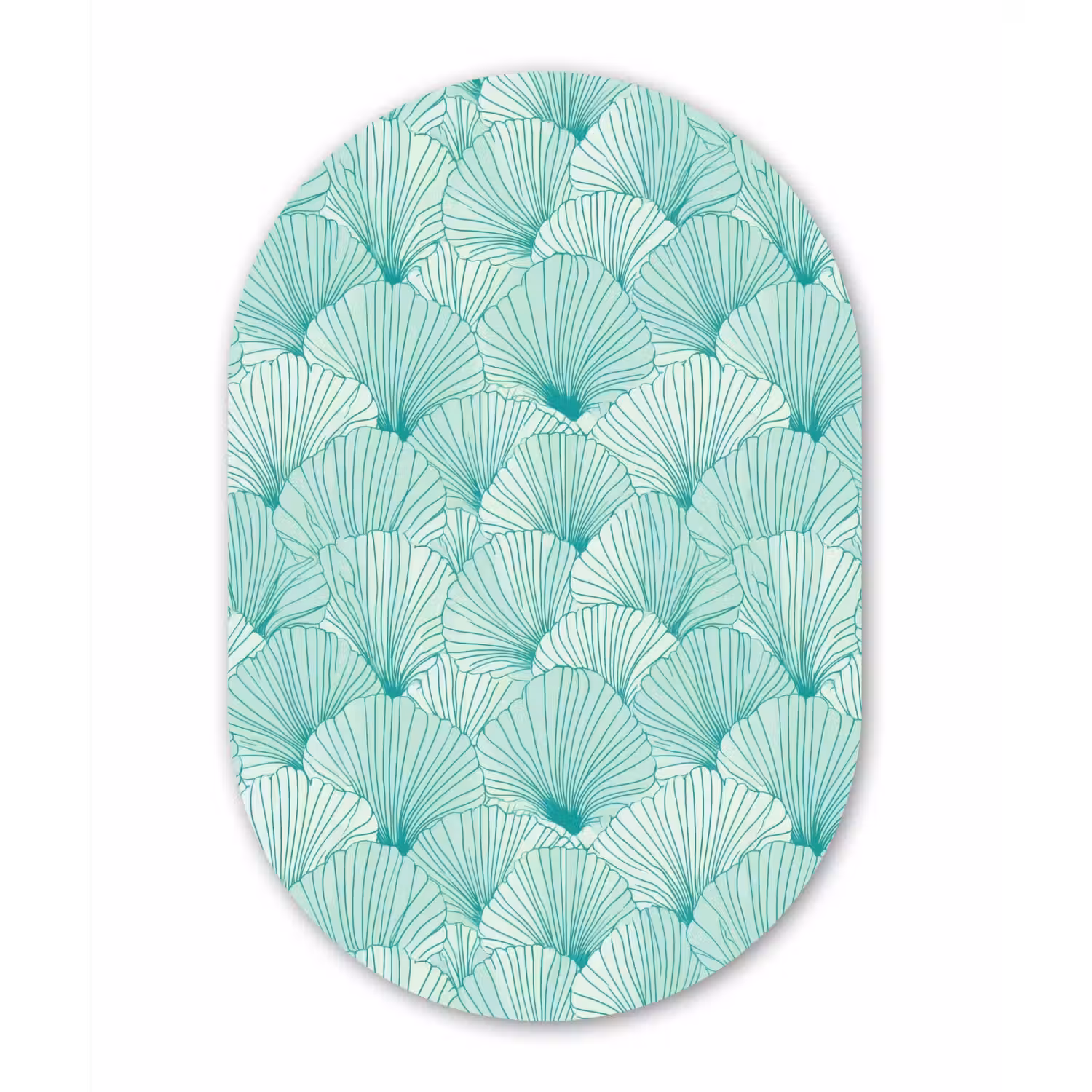 Groen - Wit - Ginko - Getekend - Textuur Wandcirkel Ovaal Aluminium middel 839 -3d