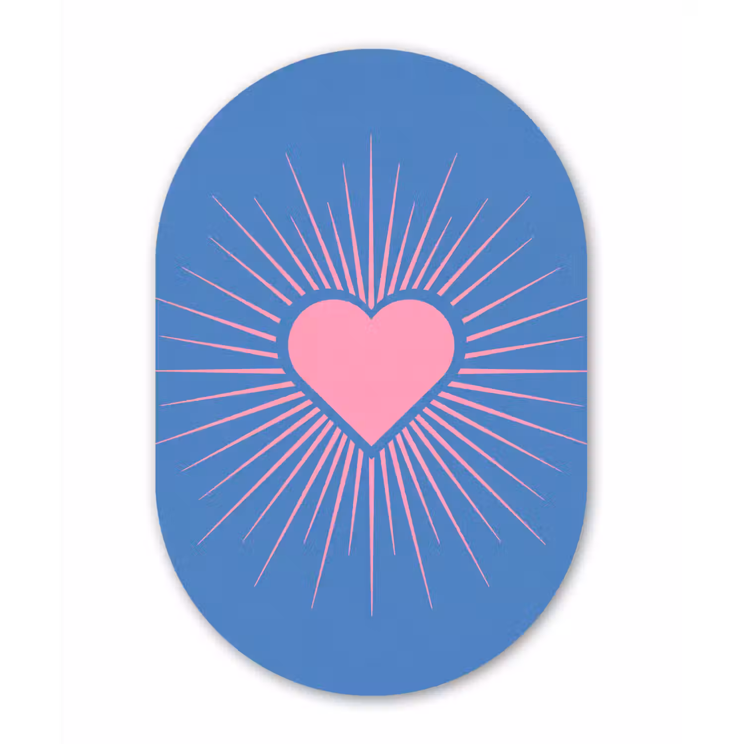 Hart - Stralen - Liefde - Modern - Roze Wandcirkel Ovaal Aluminium middel -3d