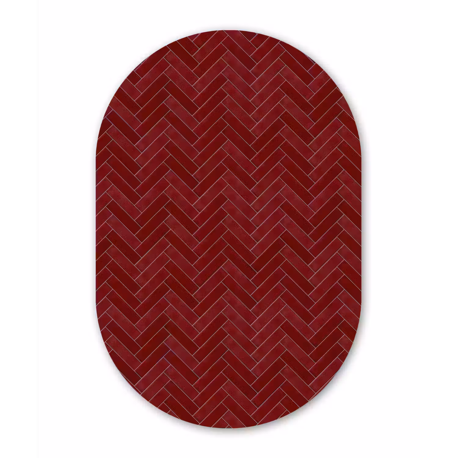 Visgraat - Wandtegel - Bordeaux - Rood Wandcirkel Ovaal Aluminium middel 839 -3d