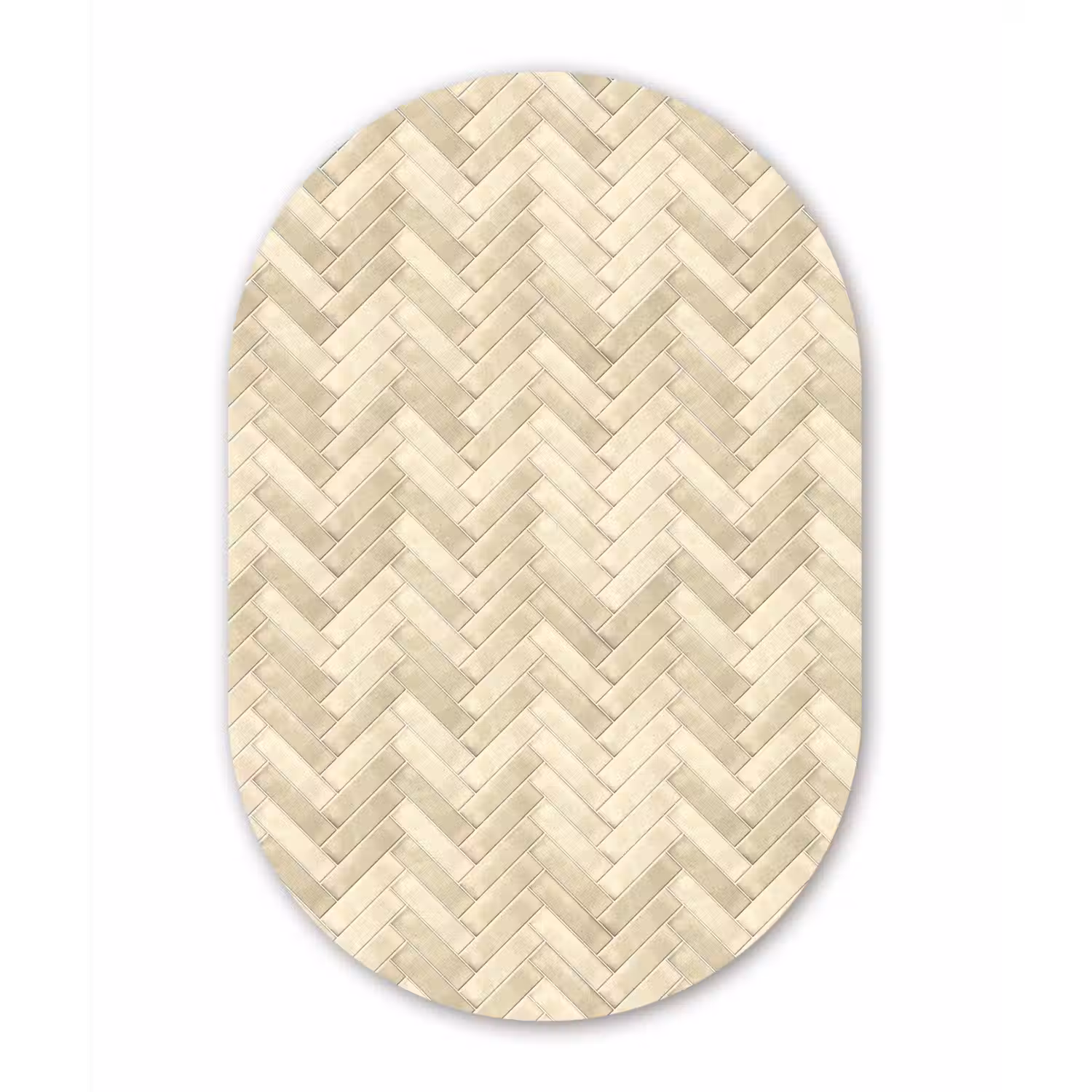 Visgraat - Wandtegel - Licht Beige Wandcirkel Ovaal Aluminium middel 839 -3d