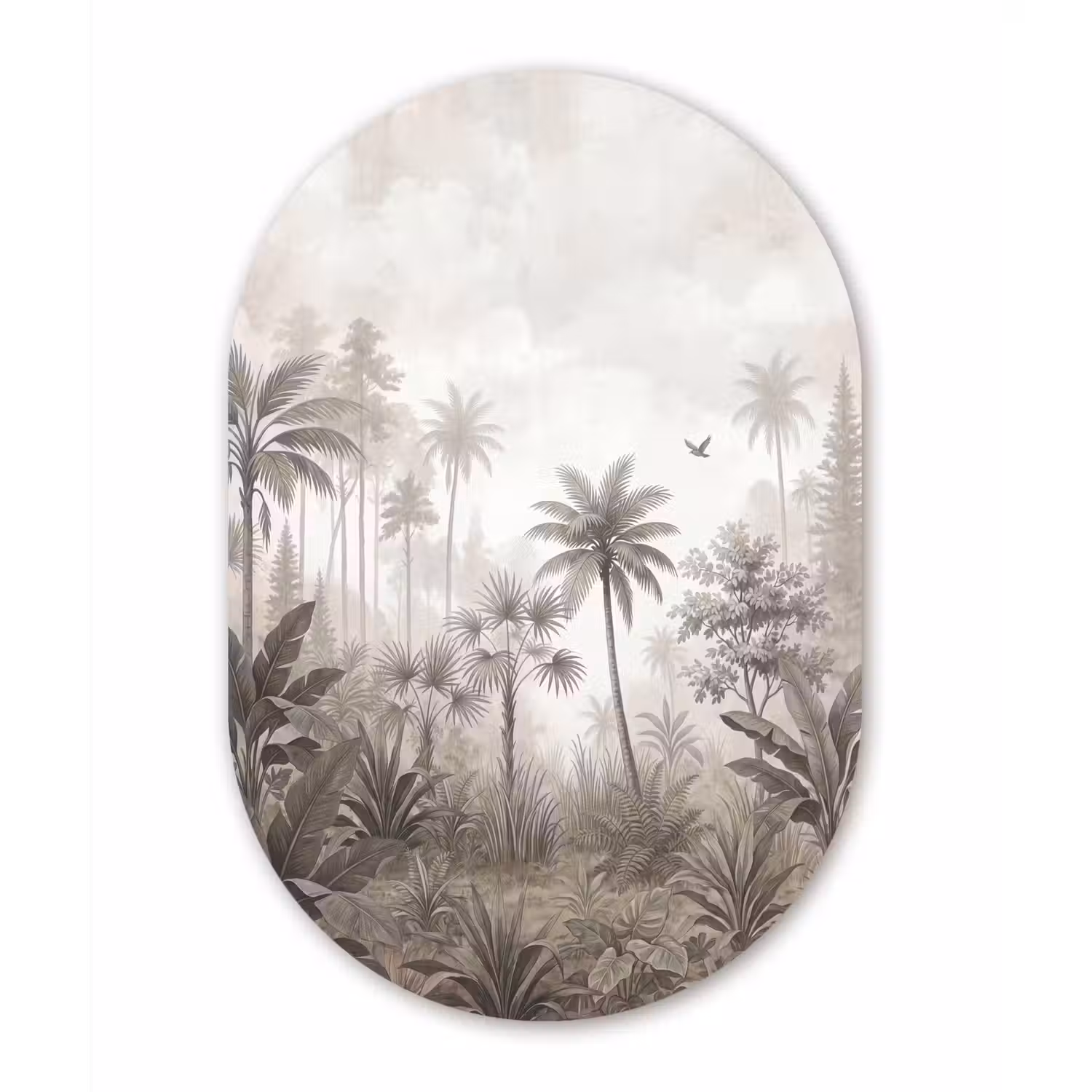 Jungle - Palmbomen - Natuur Wandcirkel Ovaal Aluminium middel -3d