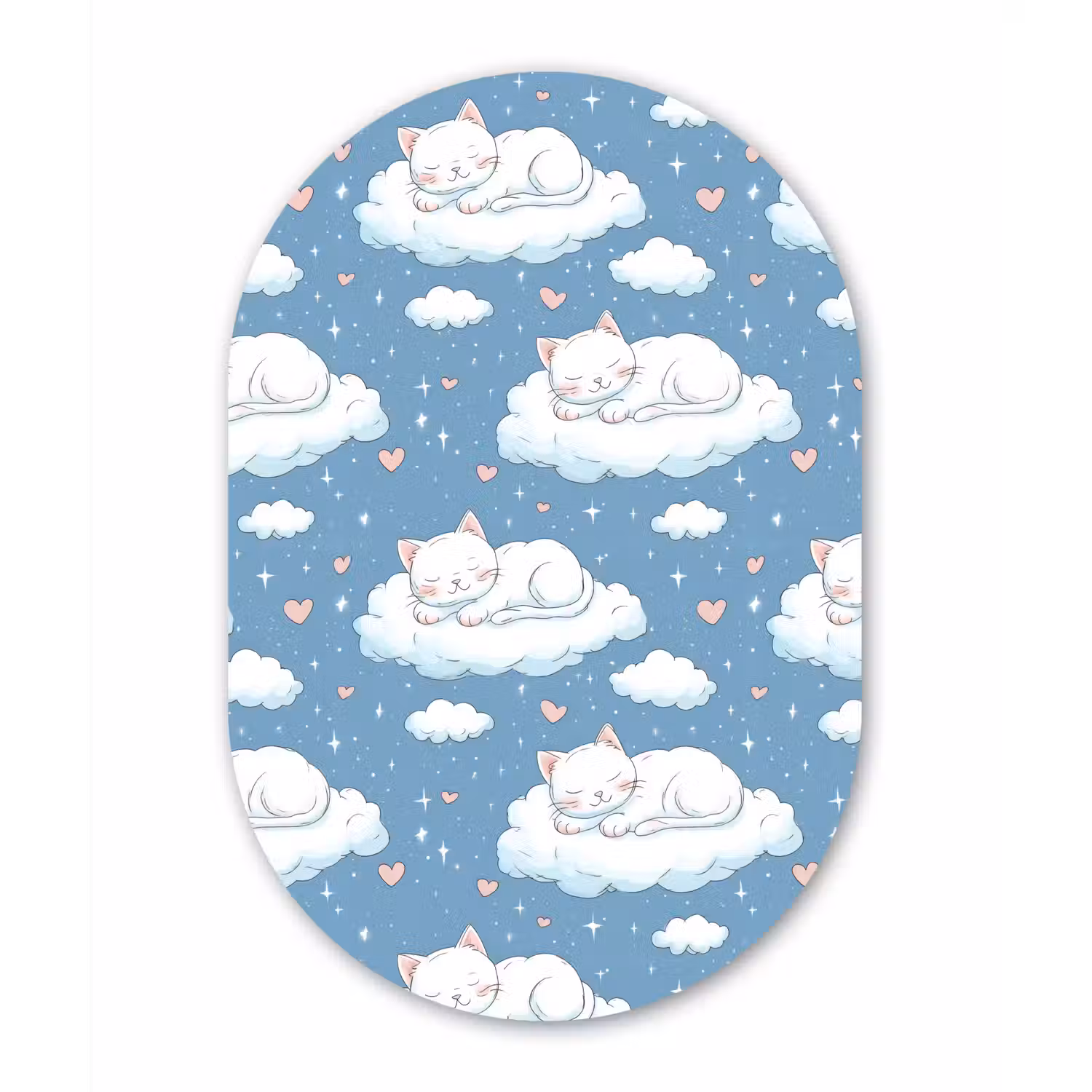 Kitten - Wolken - Blauw Wandcirkel Ovaal Aluminium middel 839 -3d