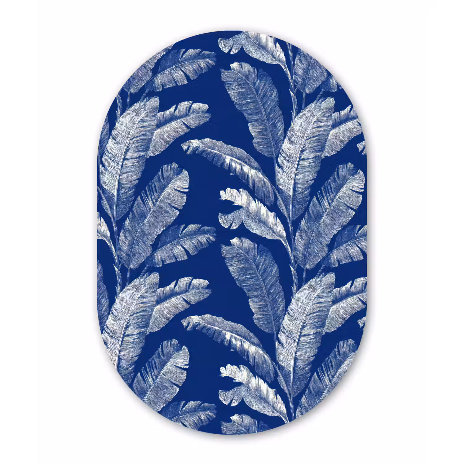 Blad - Palm - Blauw Wandcirkel Ovaal Aluminium middel 839 -3d