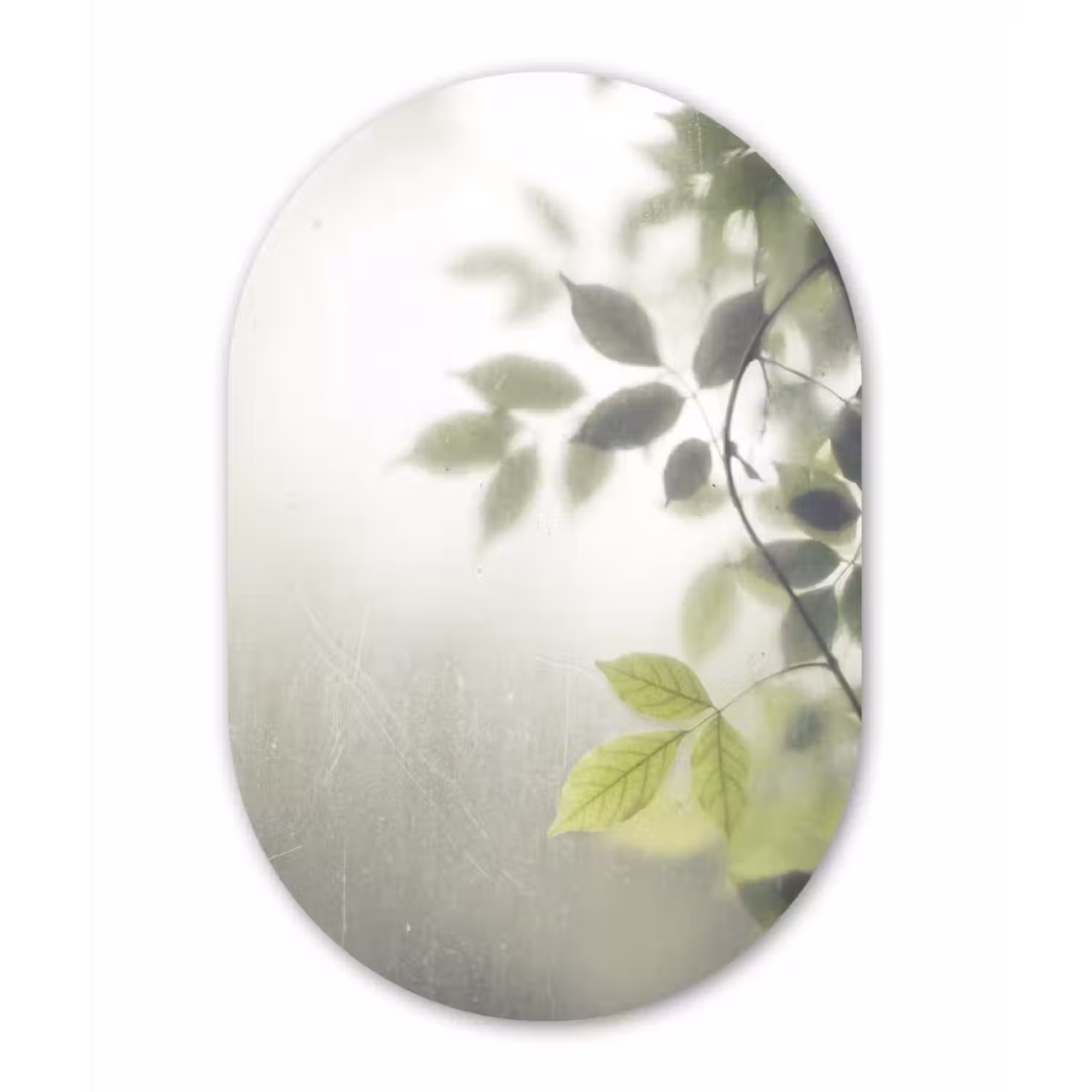 Blad - Schaduw - Natuur - Abstract - Groen Wandcirkel Ovaal Aluminium middel -3d